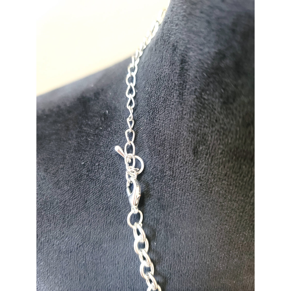 Women's Silver Tone Cream Oval Drop Bib Necklace Lobster Clasp Statement
