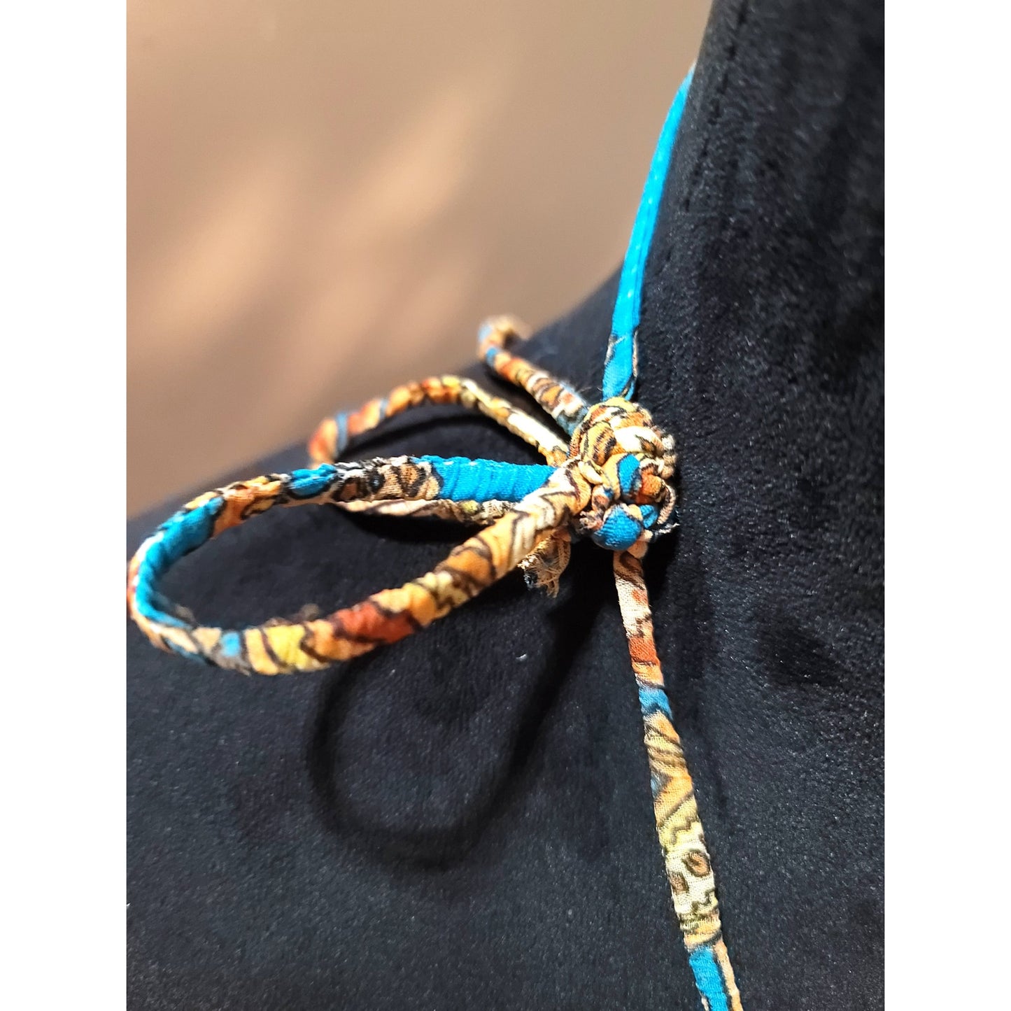 Women's Multicolor Beaded Necklace with Fabric Tie Closure and Unique Design