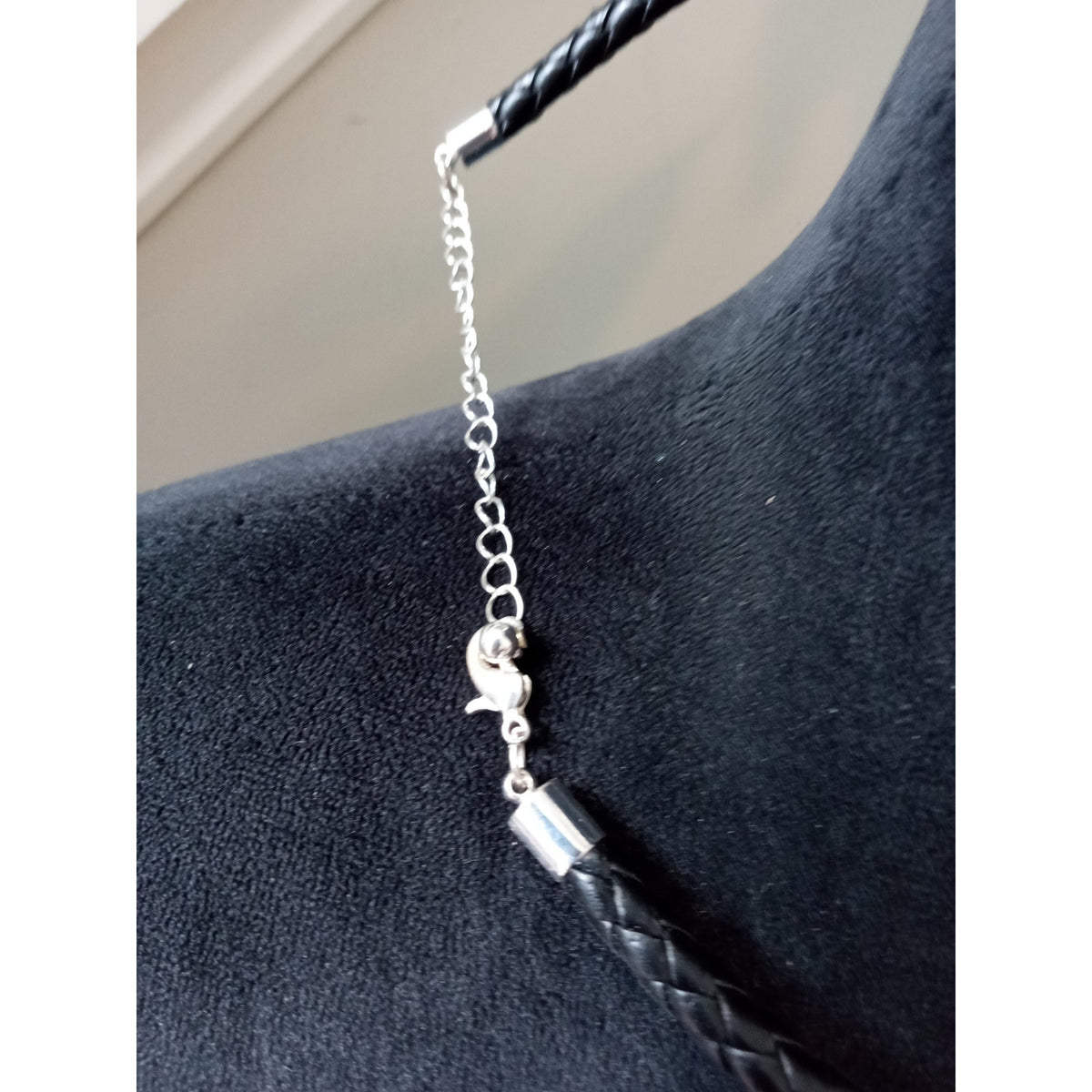 Silver Tone Abstract Swirl Pendant Necklace Black Cord Modern Statement Jewelry