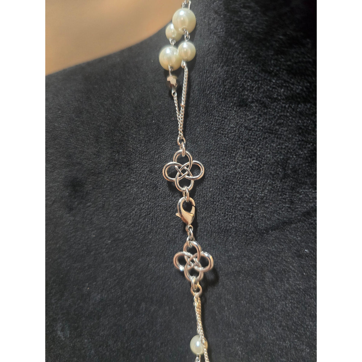 Women's White Beaded Multi Strand Statement Necklace With Lobster Clasp