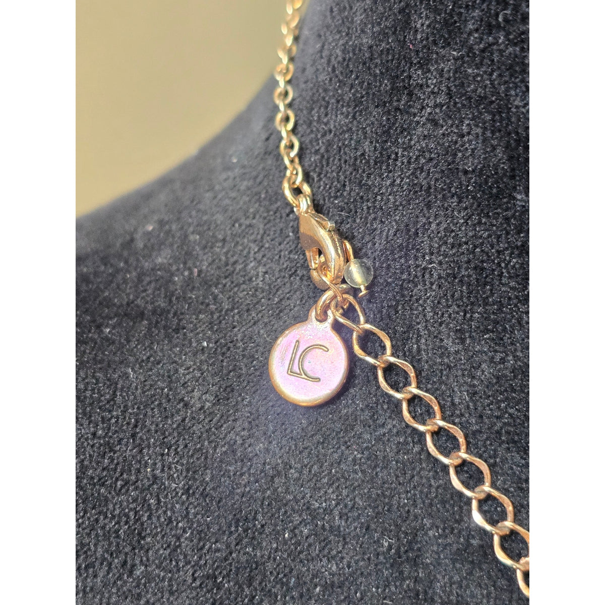 Gold Tone Double Circle Link Delicate Necklace
