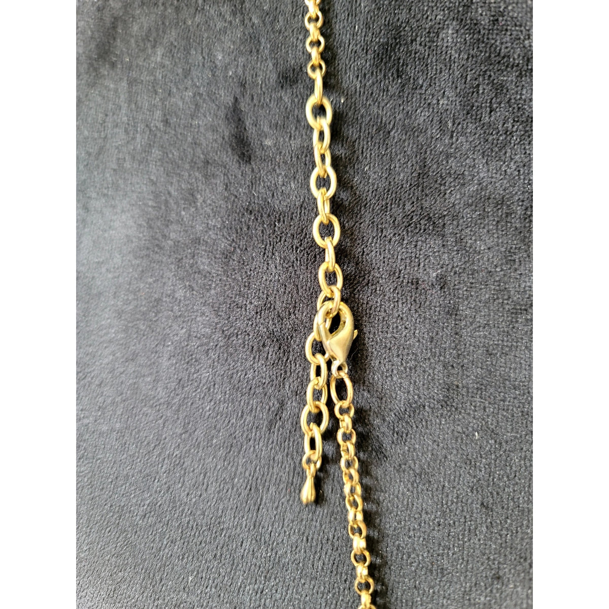 Long Gold Tone Beaded Necklace White Crystal Floral Station Layered Statement