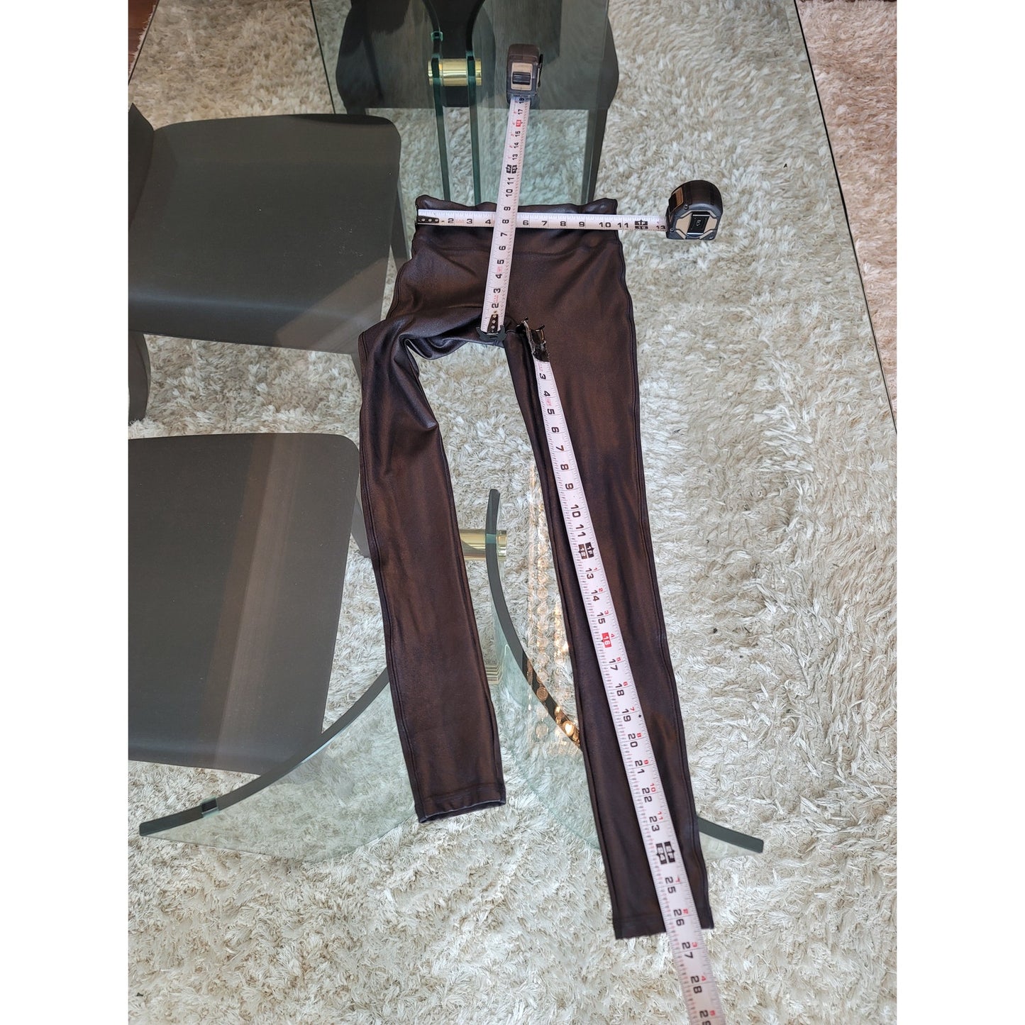 Spanx Leggings Women's XS Black Nylon Elastane High Waist Shiny Compression