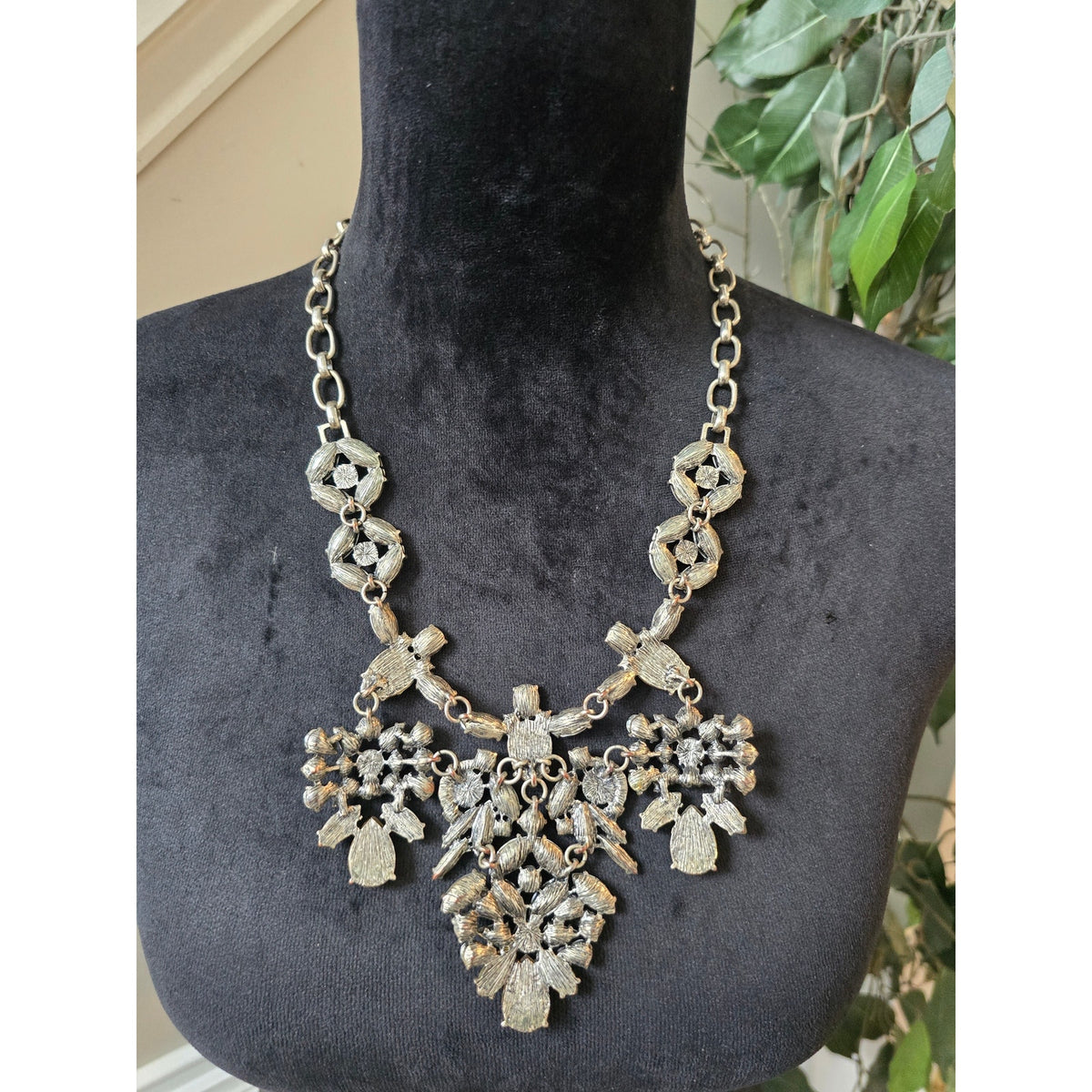 Gold Crystal Statement Bib Necklace