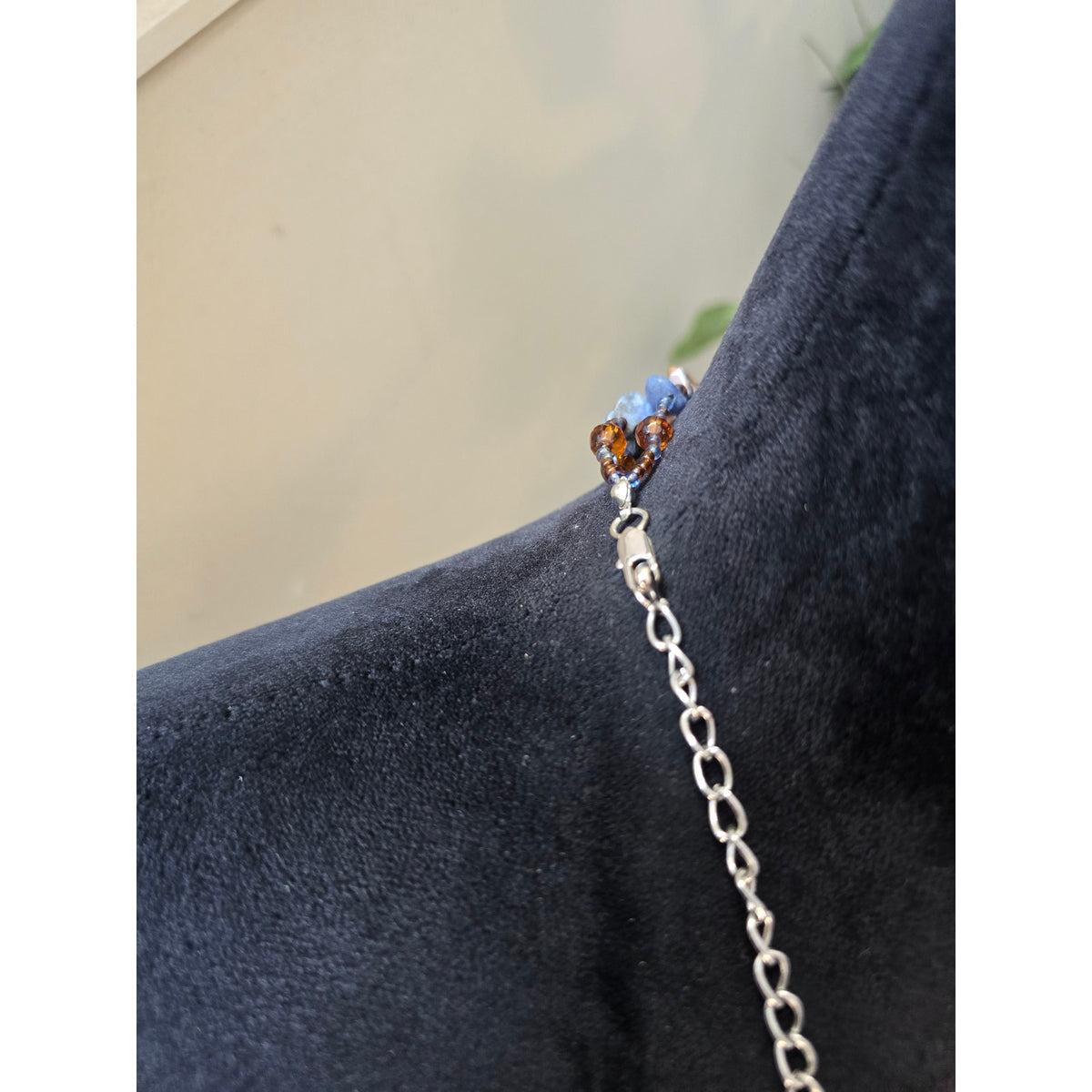Blue Orange Multi Strand Beaded Statement Necklace