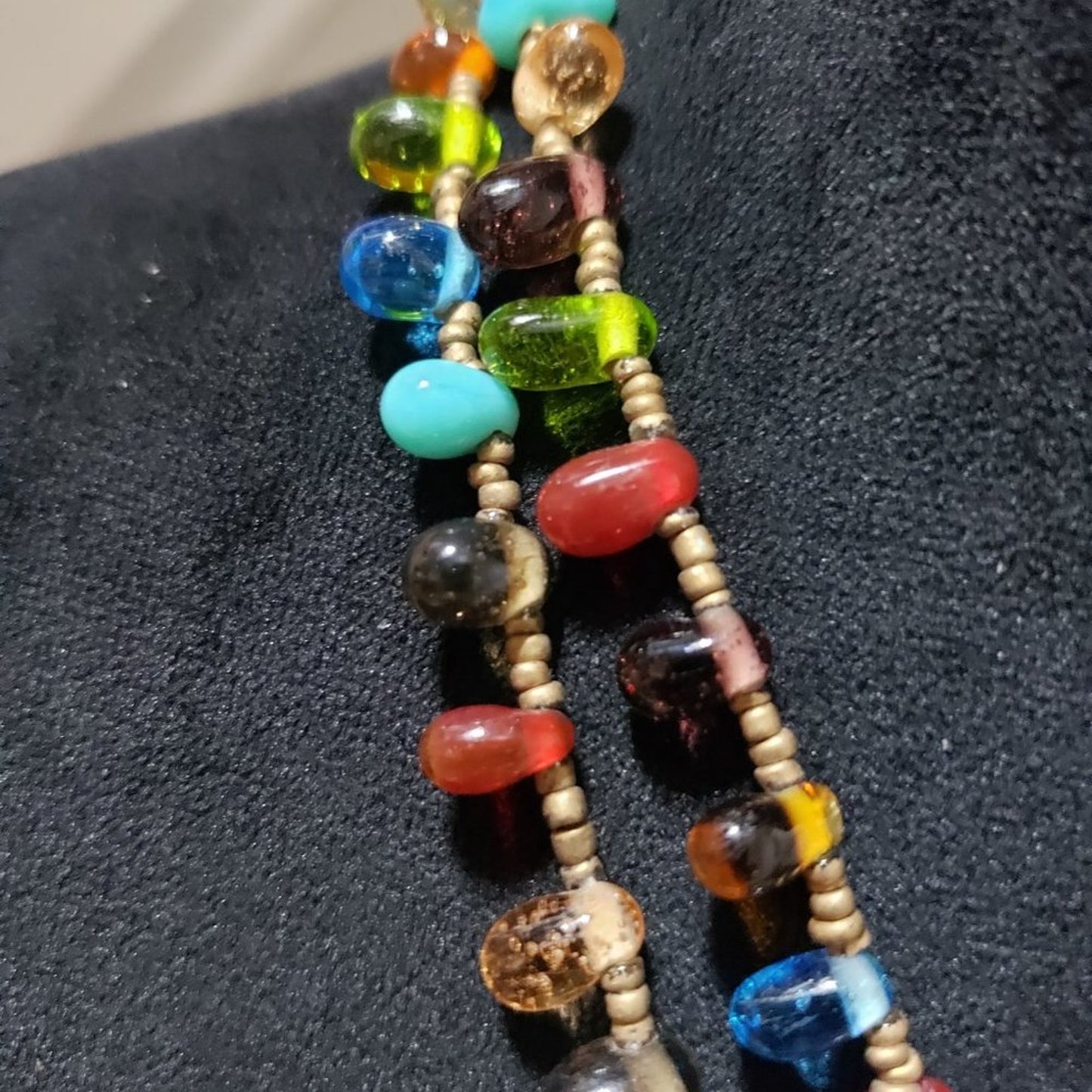 Womens Fashion Double Strand Multicolor Boho Style Beaded Elegant Necklace