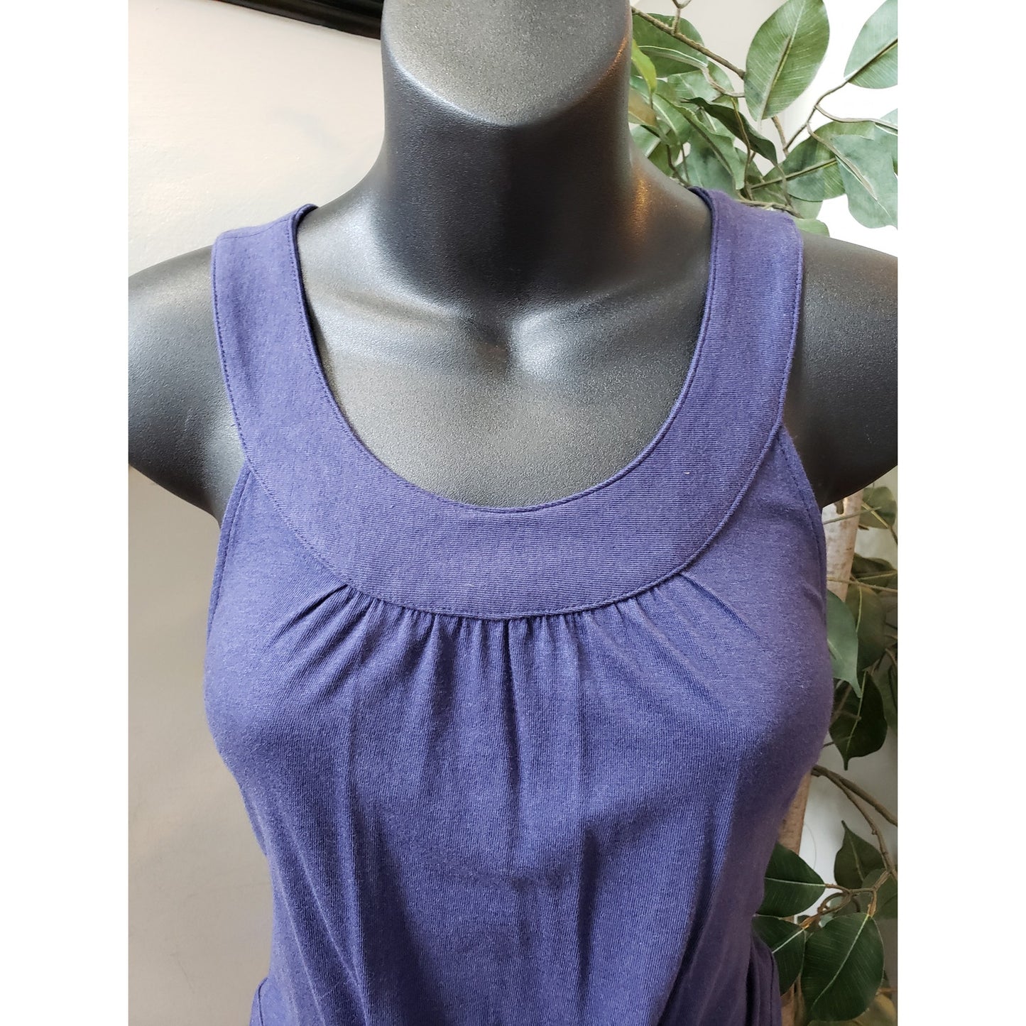 LOFT Sheath Dress Womens Small Blue Pleated Cotton Blend Sleeveless Round Neck