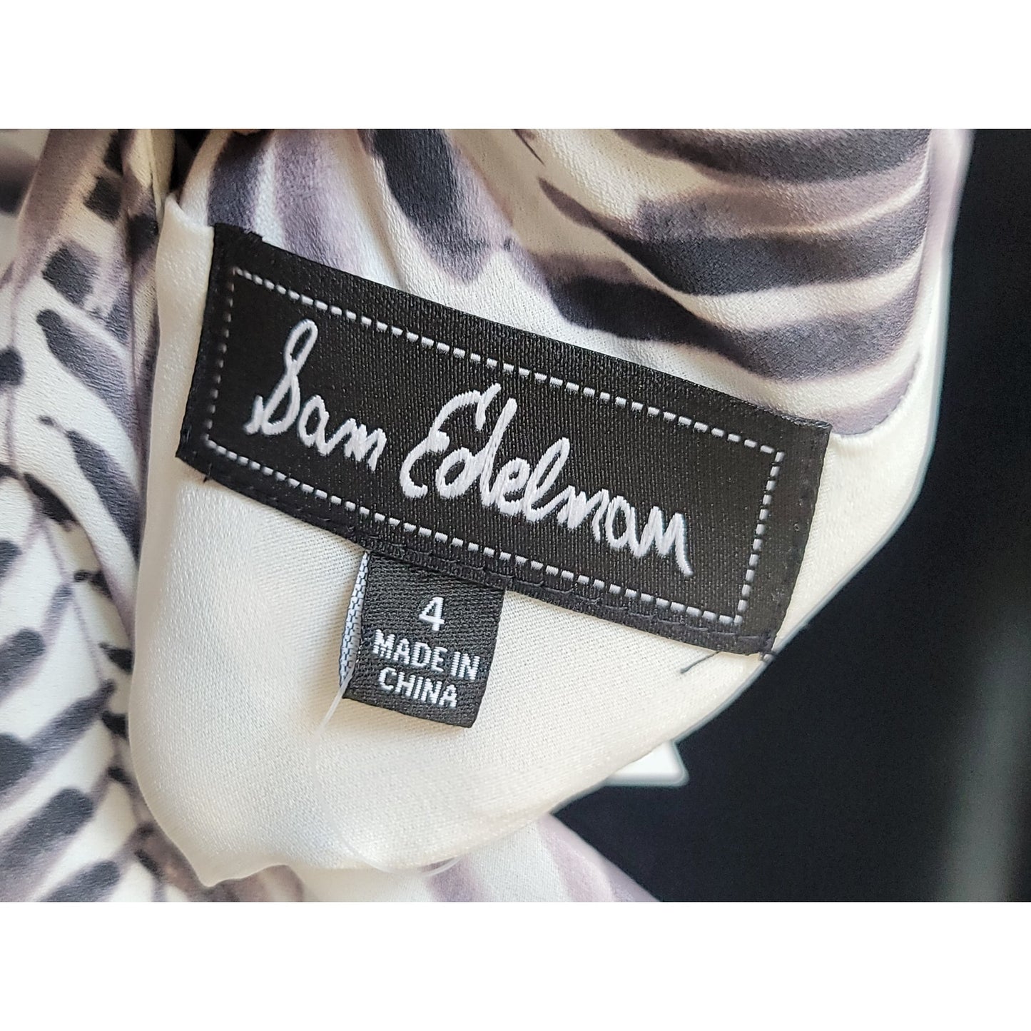 Sam Edelman One Shoulder Romper Women Size 4 White Black Leaf Print Elegant