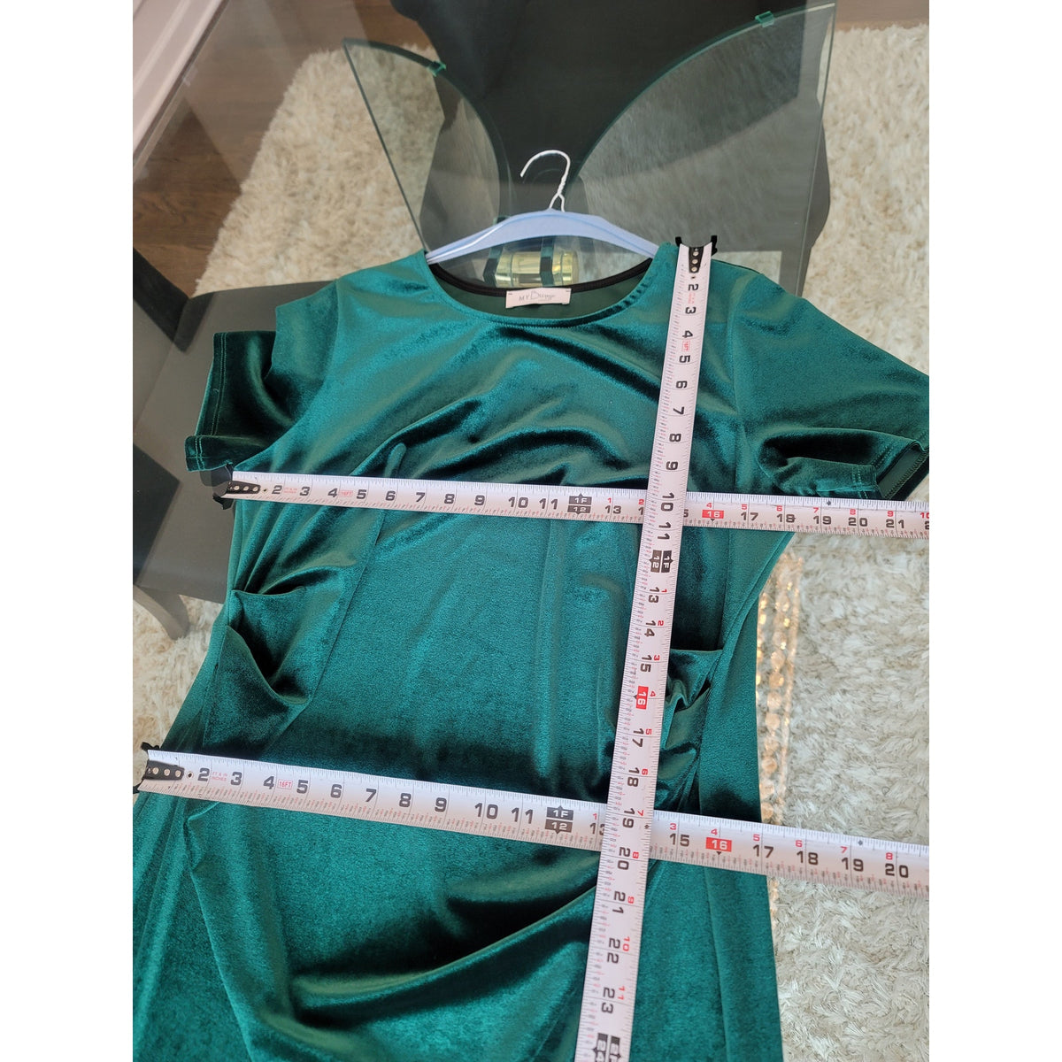 MY Bump Velvet Midi Dress Women's Size X-Large Emerald Green Short Sleeves