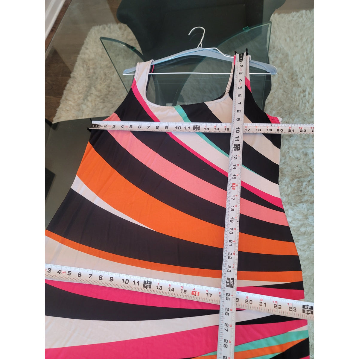 Glamour Maxi Dress Women's 18 Multi Stretch Striped Sunset Strip Scoop Casual