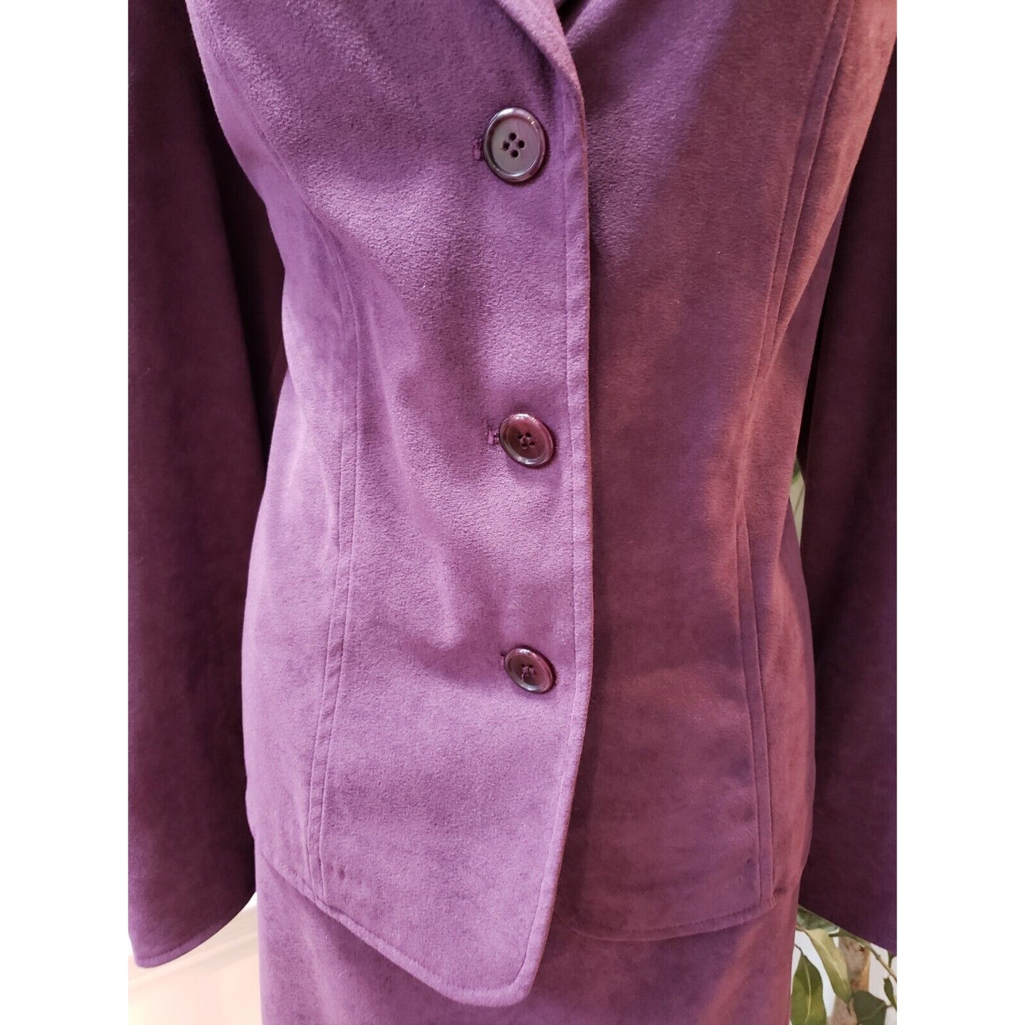 Harve Benard Women's Purple Solid Long Sleeve Blazer & Skirt 2 Piece Suit Large