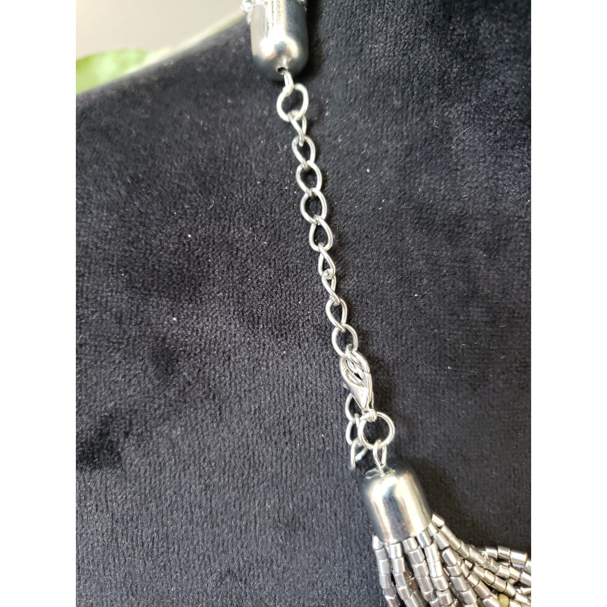 Women Silver Tone Multi Strand Tribal Trade Beads Chain Necklace Jewelry Lobster