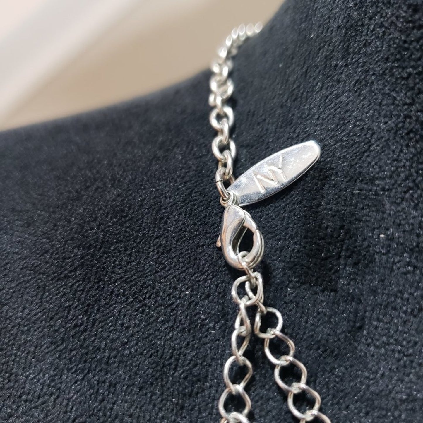 NY & Co Silver Tone Chain Necklace Link Fashion Beaded Statement w/Lobster Clasp