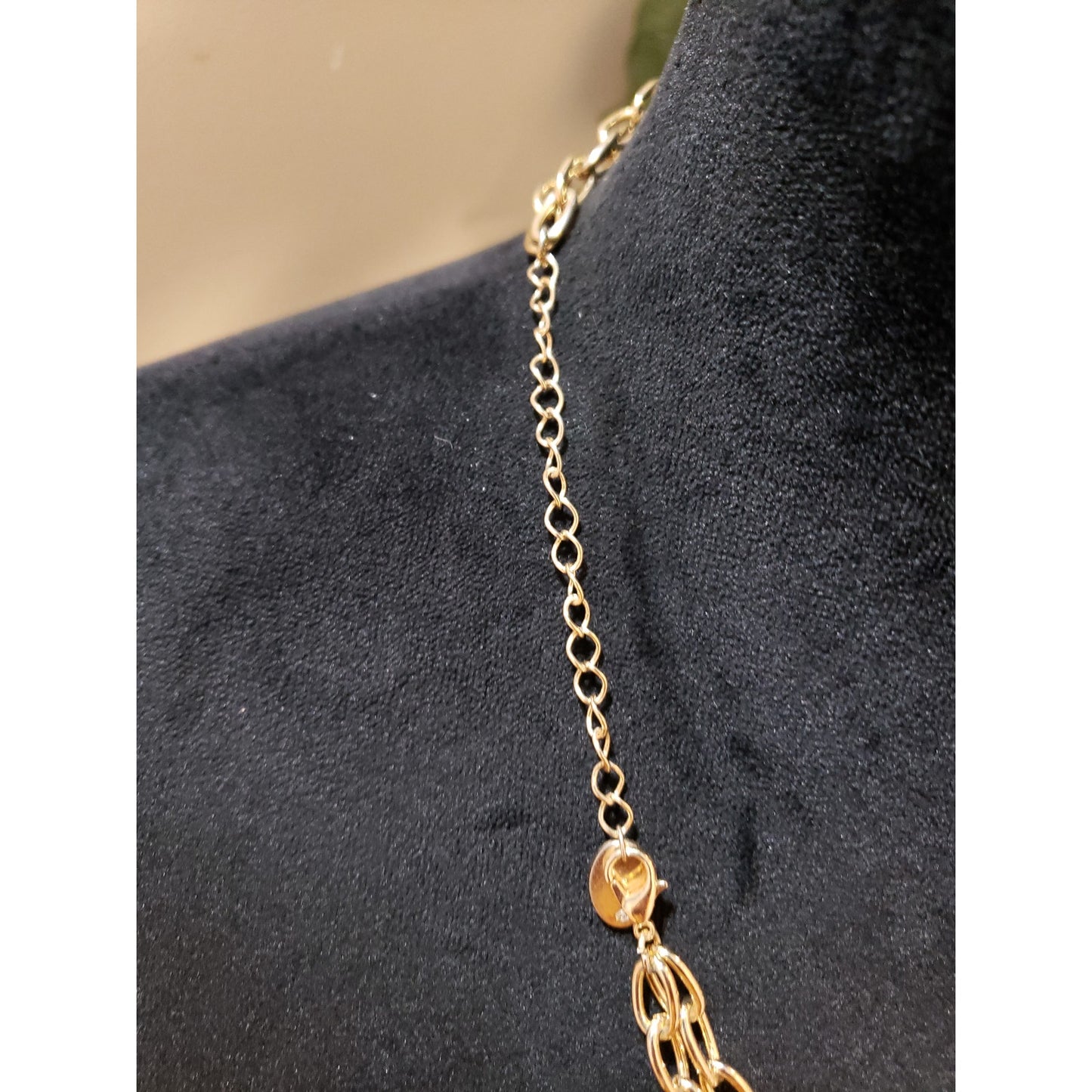Women Fashion Boho Gold Tone 2 Strand Pink Plastic Beaded & Spacers Bib Necklace