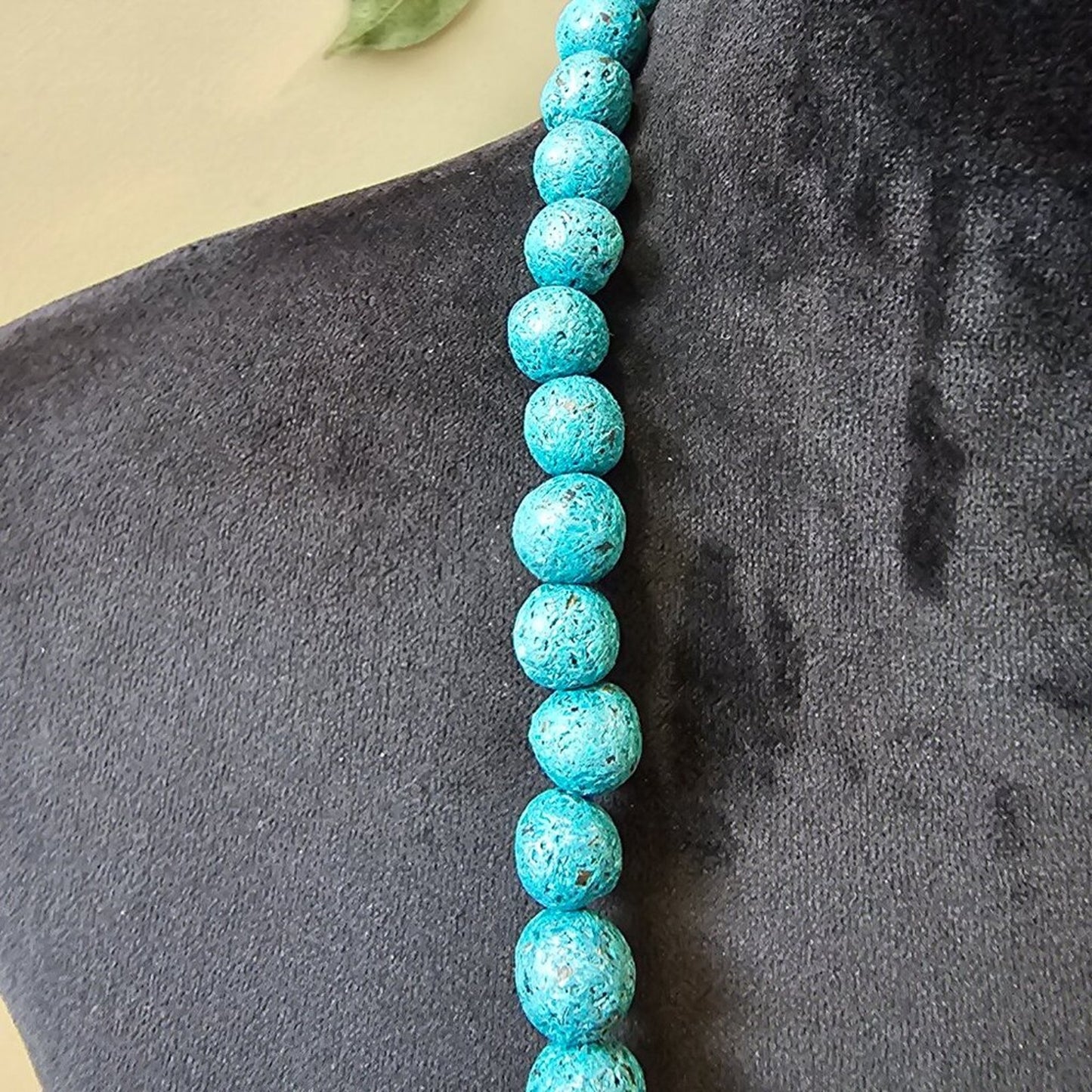 Womens Fashion Blue Square Resin Chain Link Lava Beaded Necklace Jewelry