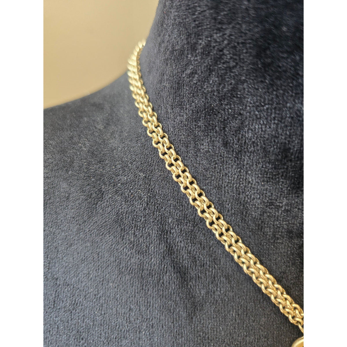 Gold Tone Layered Chain Pendant Statement Necklace