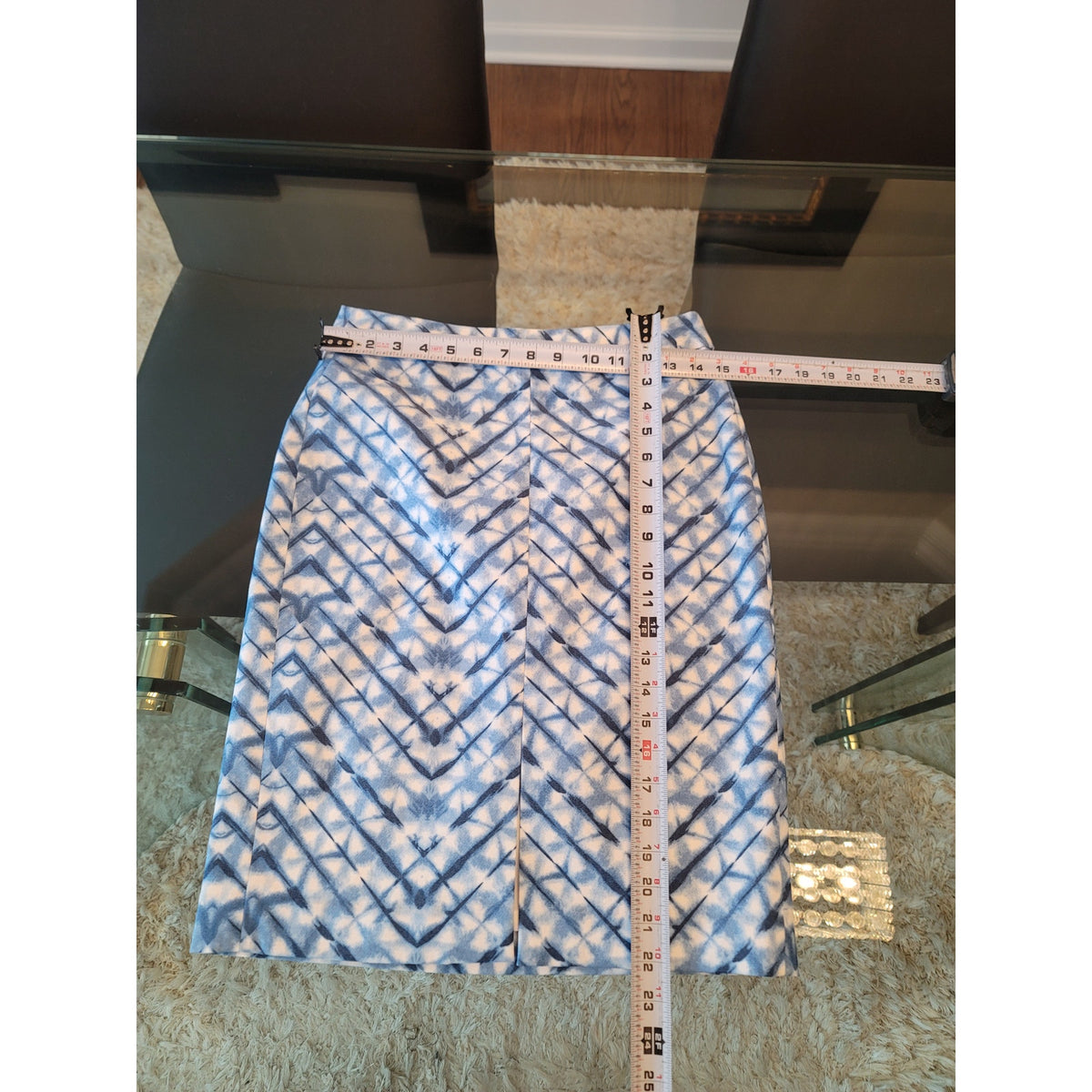 Banana Republic Pencil Skirt Women's Size 4 Blue Geometric Lined Back Zipper