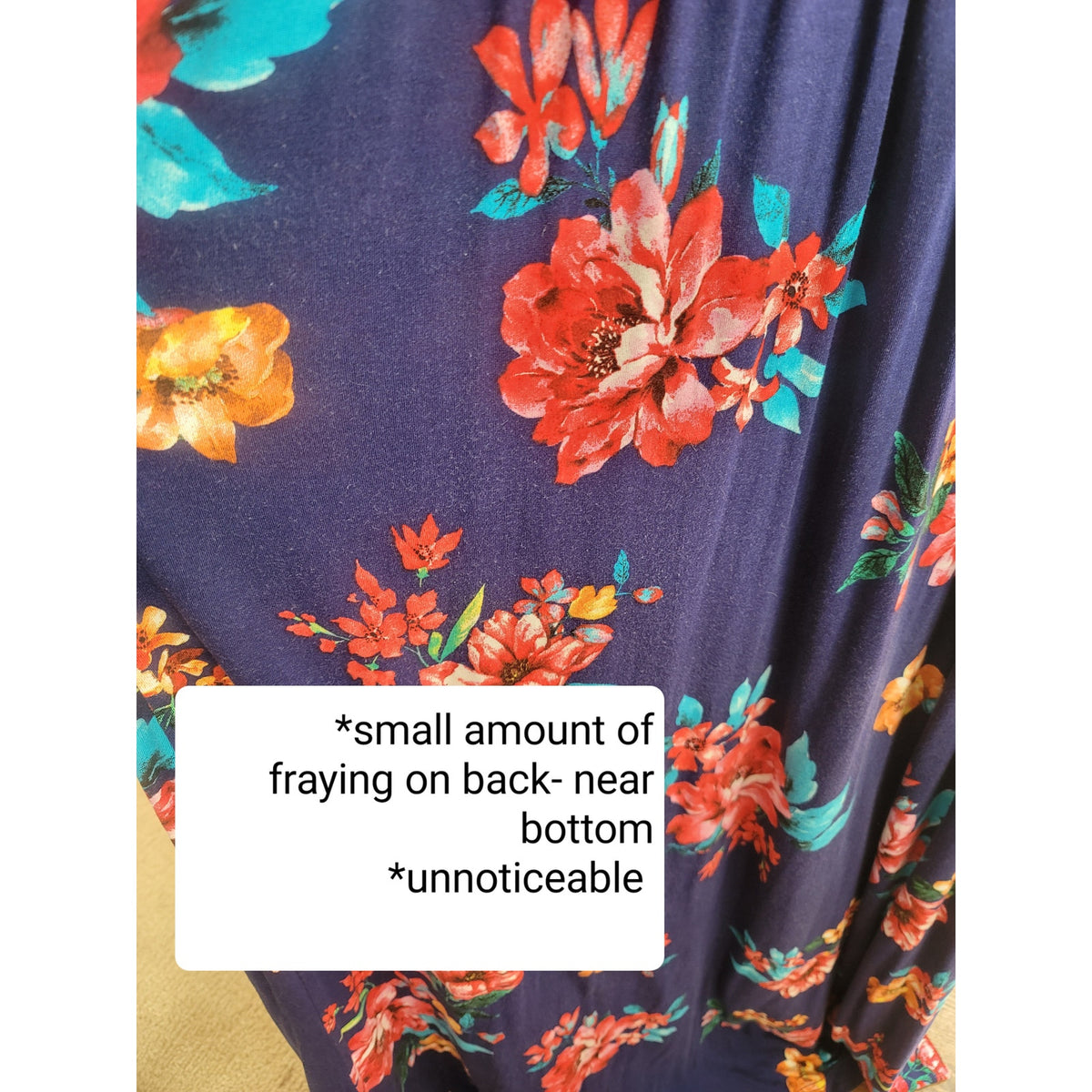 Xpenyo Maxi Dress Women's Size X-Large Navy Floral V Neck Short Flutter Sleeves