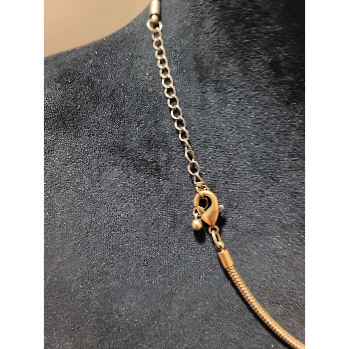 Women's Antique Gold Statement Necklace With White Stones And Lobster Clasp Lock