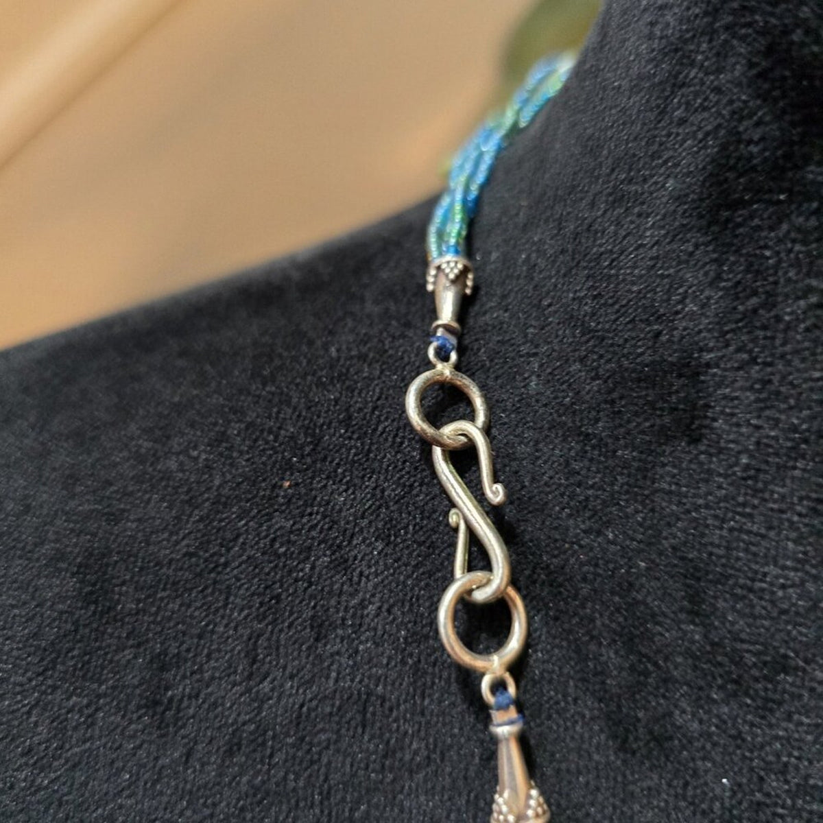 Womens Multicolor Seed Beads 3 Layered Lemon Charm Necklace with Hook & Eye