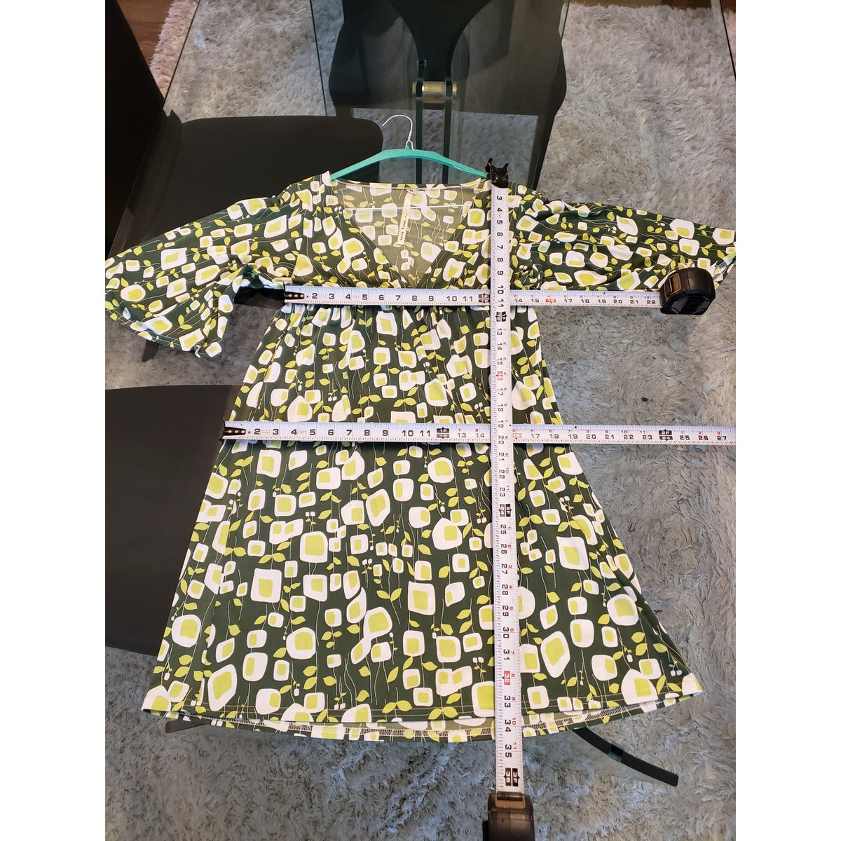 Uncle Frank Women's Size M Green Floral Print Dress Polyester Spandex Casual