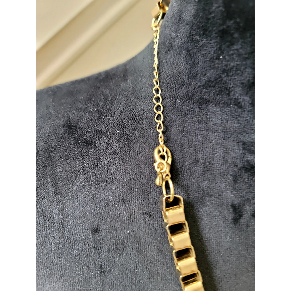 Vintage Black & Gold Geometric Link Collar Necklace Statement Bib Runway Chic
