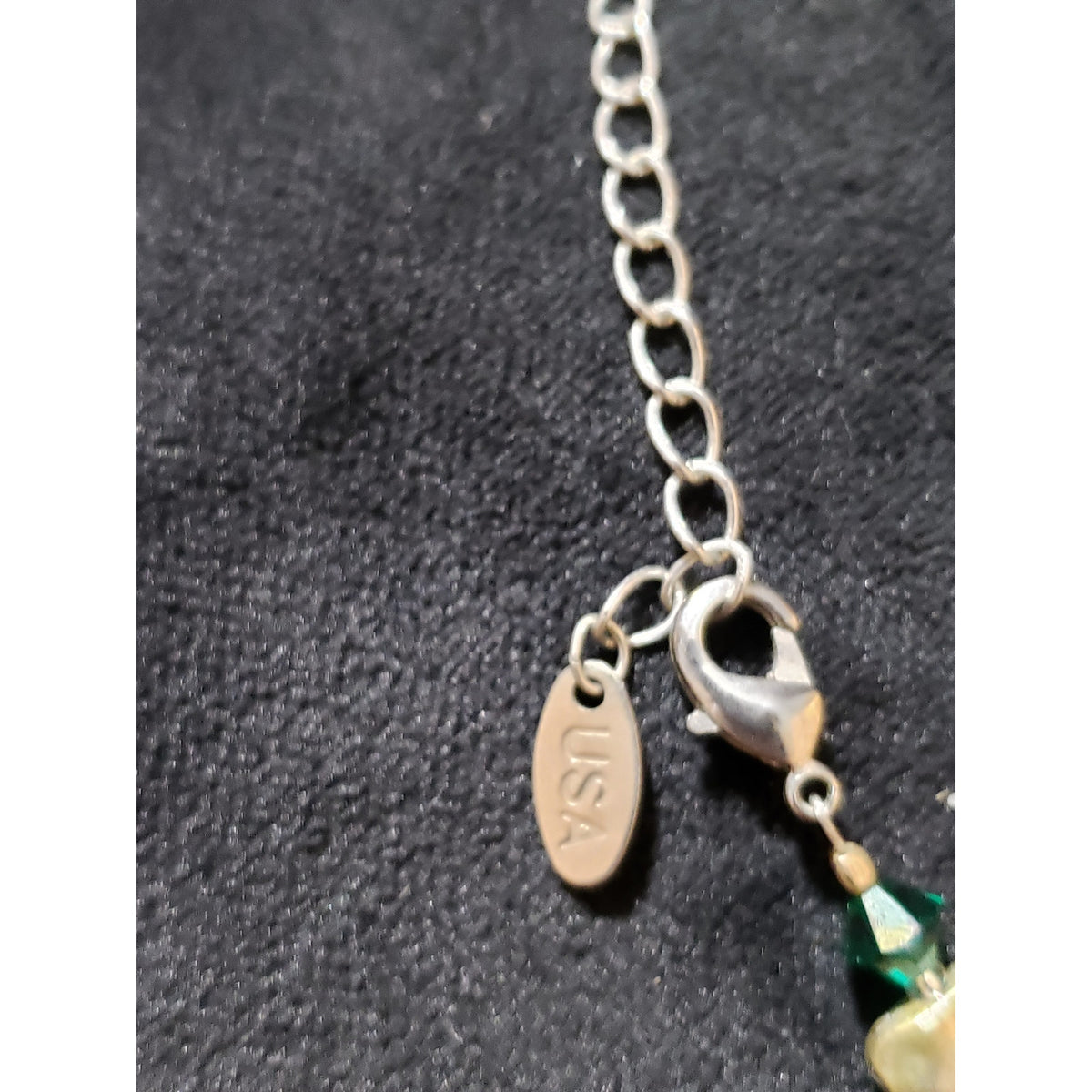 Womens Sea Blue Square Turquoise White Murano Link Stone Necklace with Lobster