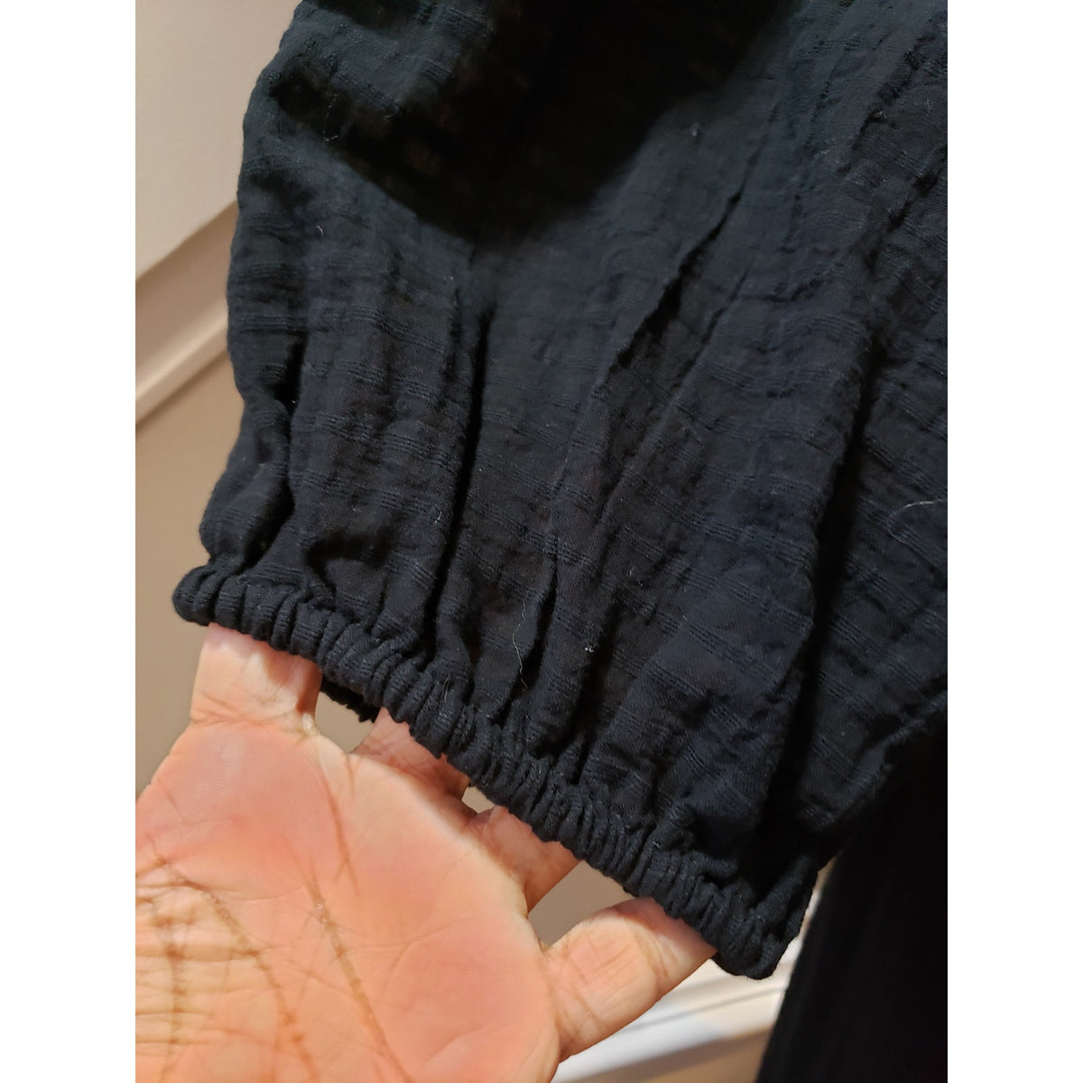 Gap Long Maxi Dress Womens Large Black Textured Tiered Hem Balloon Sleeve V Neck