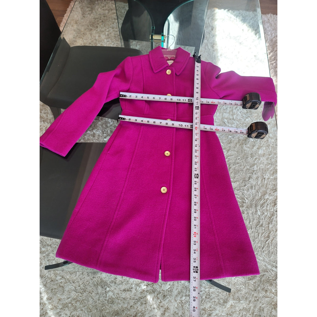J. Crew Peacoat Women's SZ 2 Hot Pink Button Up Front Fully Lined Long Sleeve