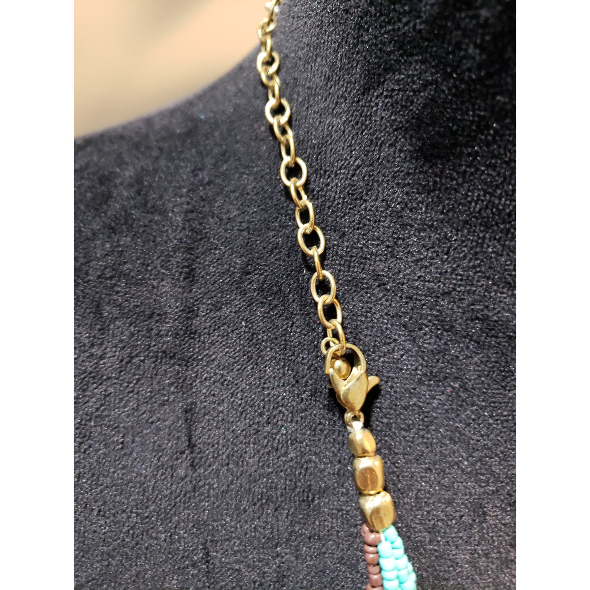 Women's Multi Strand Beaded Necklace Lobster Clasp Twisted Boho Statement