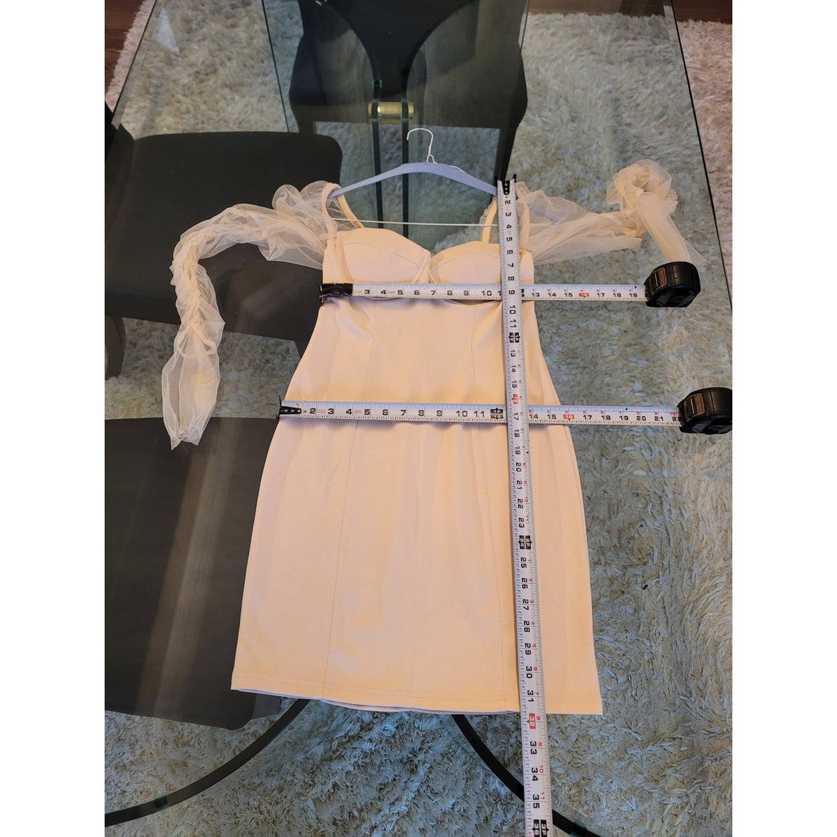 Womens Cocktail Dress Medium Pink Sheer Long Sleeve Mesh Bustier Bodycon Party