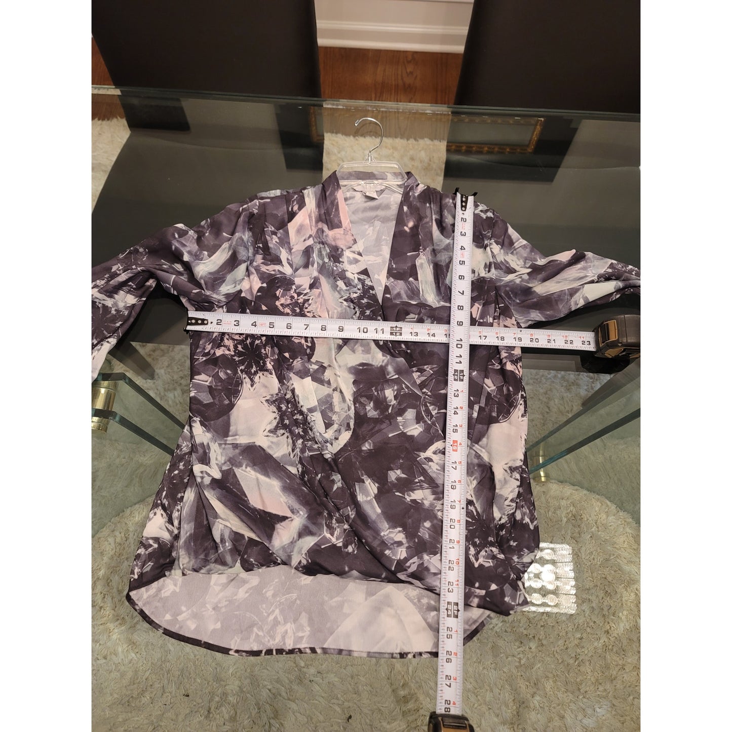 H&M Top Women’s Size 14 Multicolor 100% Polyester Long Sleeve Print Wrap Blouse