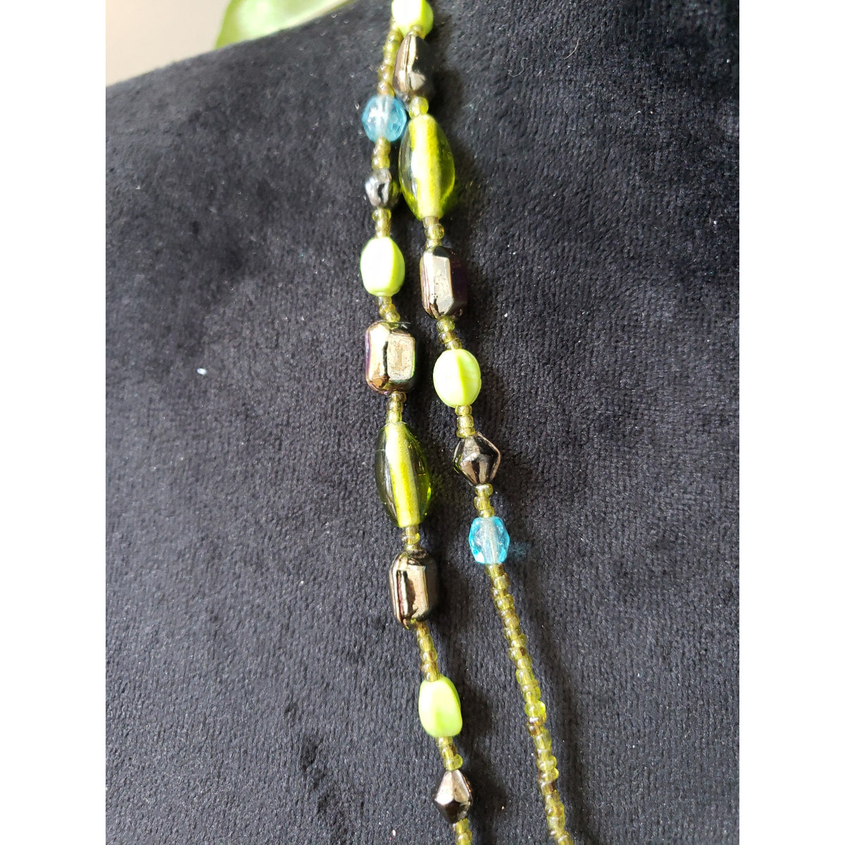 Womens Fashion Wear 2 Strand Colorful Glass Beaded Long Necklace Costume Jewelry