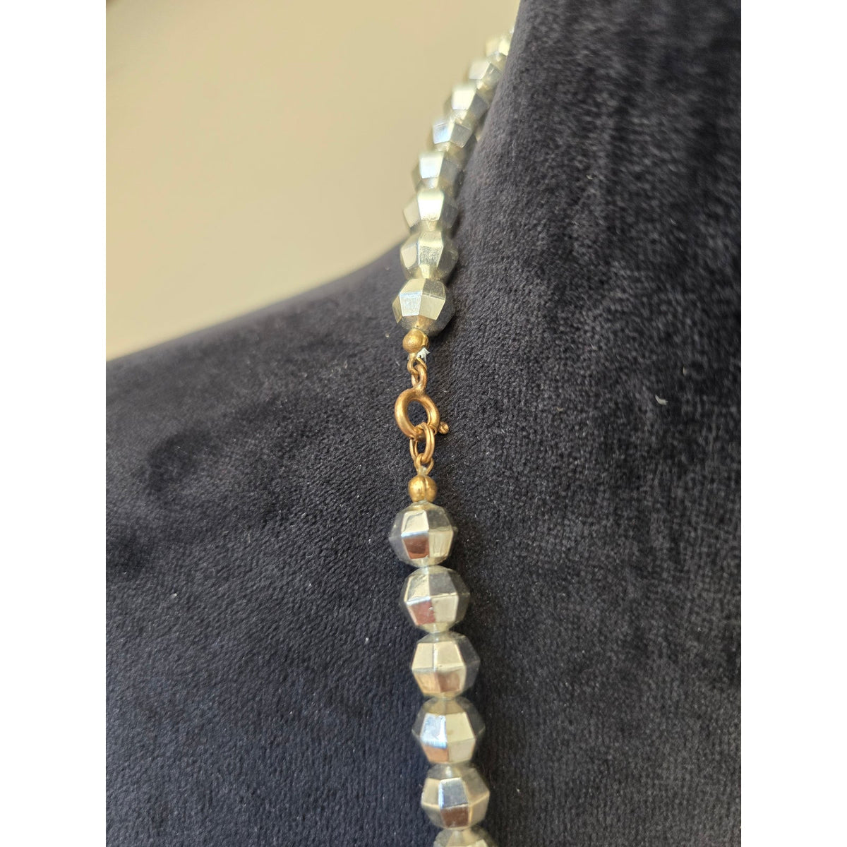Women's Cream Disc Beaded Gold Tone Spacers Chunky Statement Necklace Jewelry