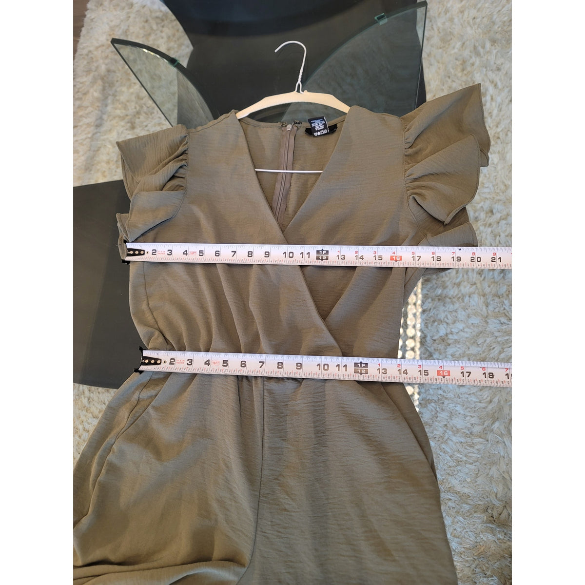 MSK Romper Women's Size Medium Olive Green 100% Polyester Short Sleeves Jumpsuit