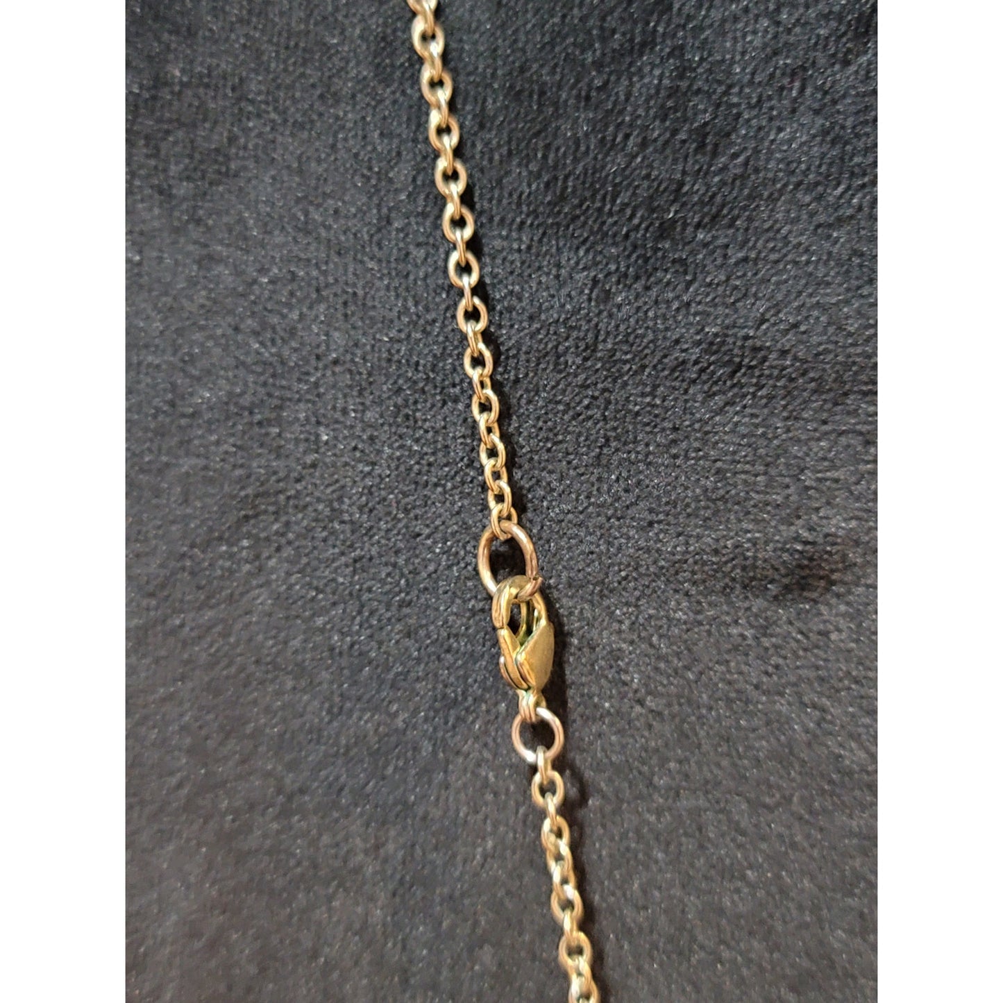 Women’s Gold Tone Long Chain Necklace With Blue Rectangular Stones Lobster Lock