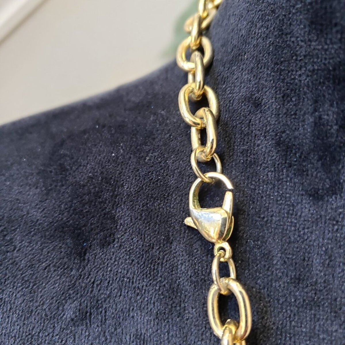 Womens Gold Tone Brass 3 Triangle Chain Necklace Jewelry with Lobster Clasp