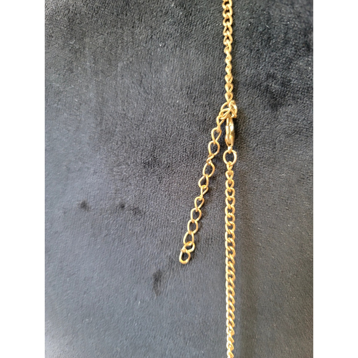 Vintage Gold Tone Long Pendant Necklace White Rhinestone Oval Statement Charm