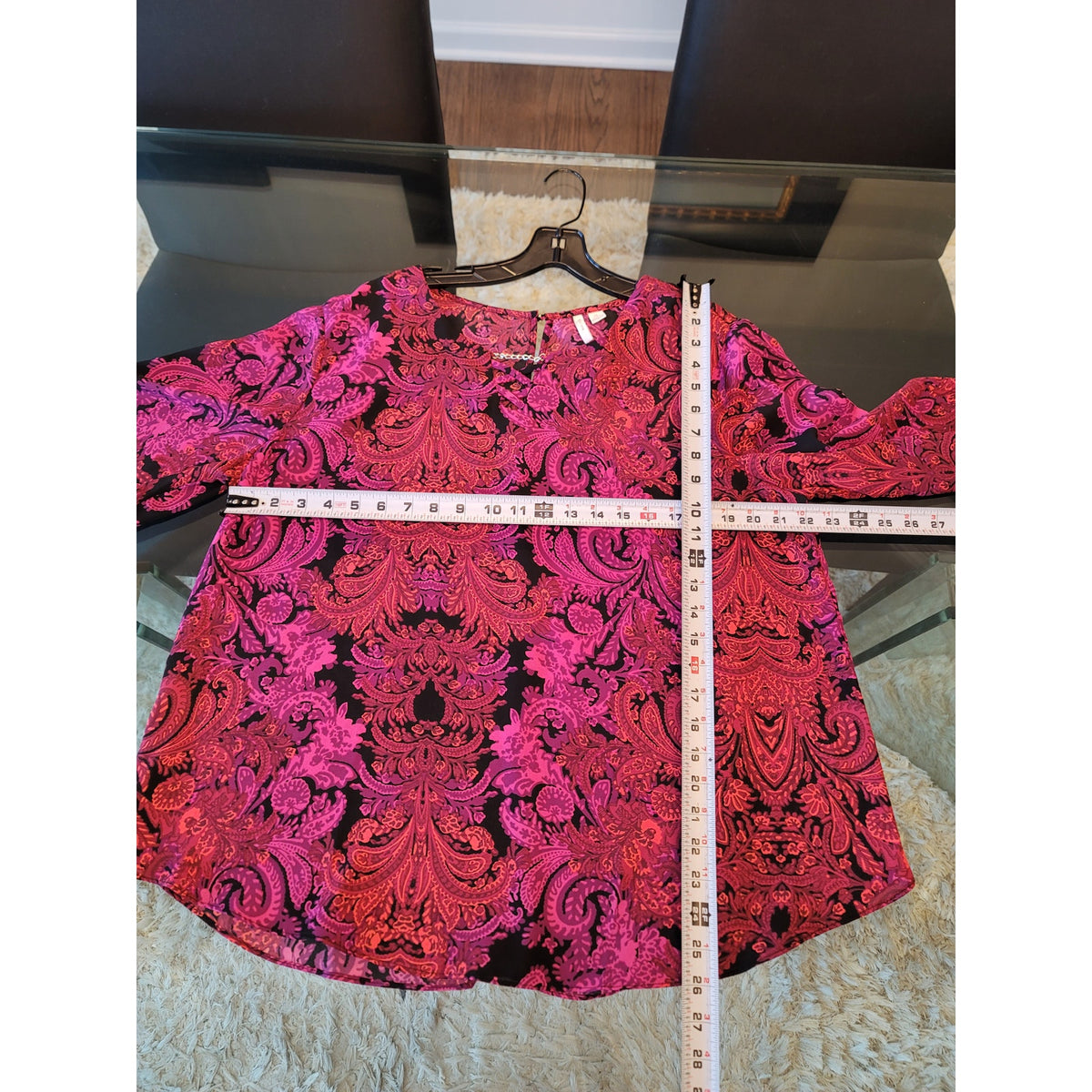 Est 1846 Blouse XL Multi Paisley Criss Cross Split Drop Shoulder Curved Pullover