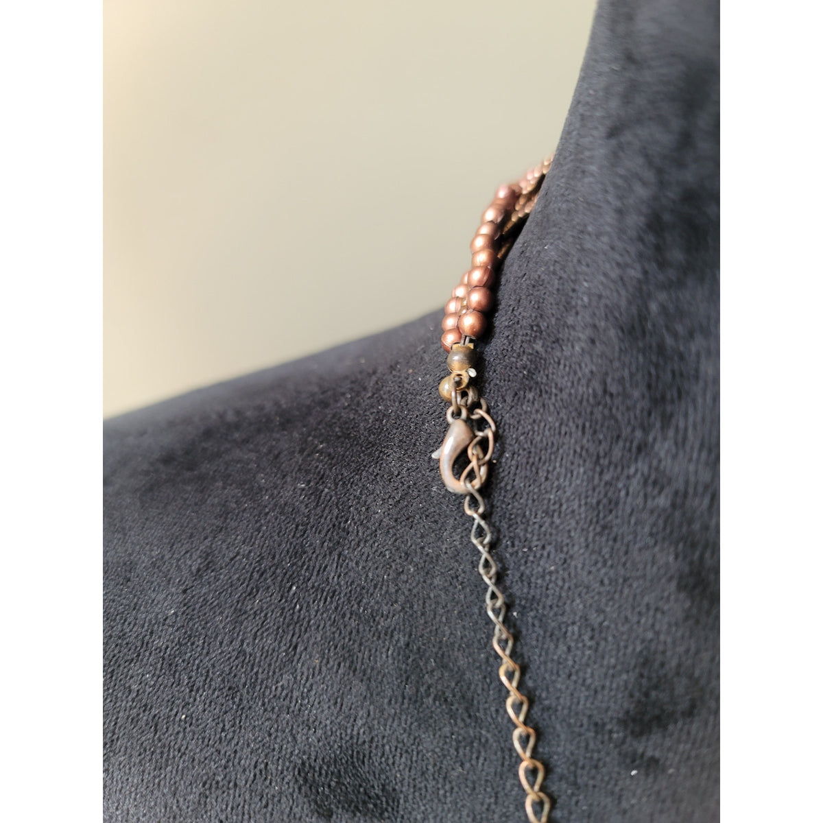 Women's Brown Beaded Statement Necklace With Lobster Clasp And Shell Discs