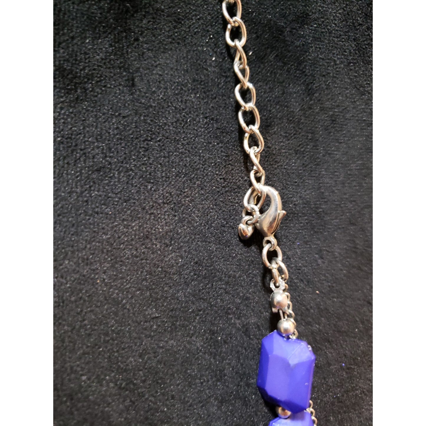 Women Fashion 2 Strand Blue Plastic Faceted Beads Link Chain Necklace w/ Lobster