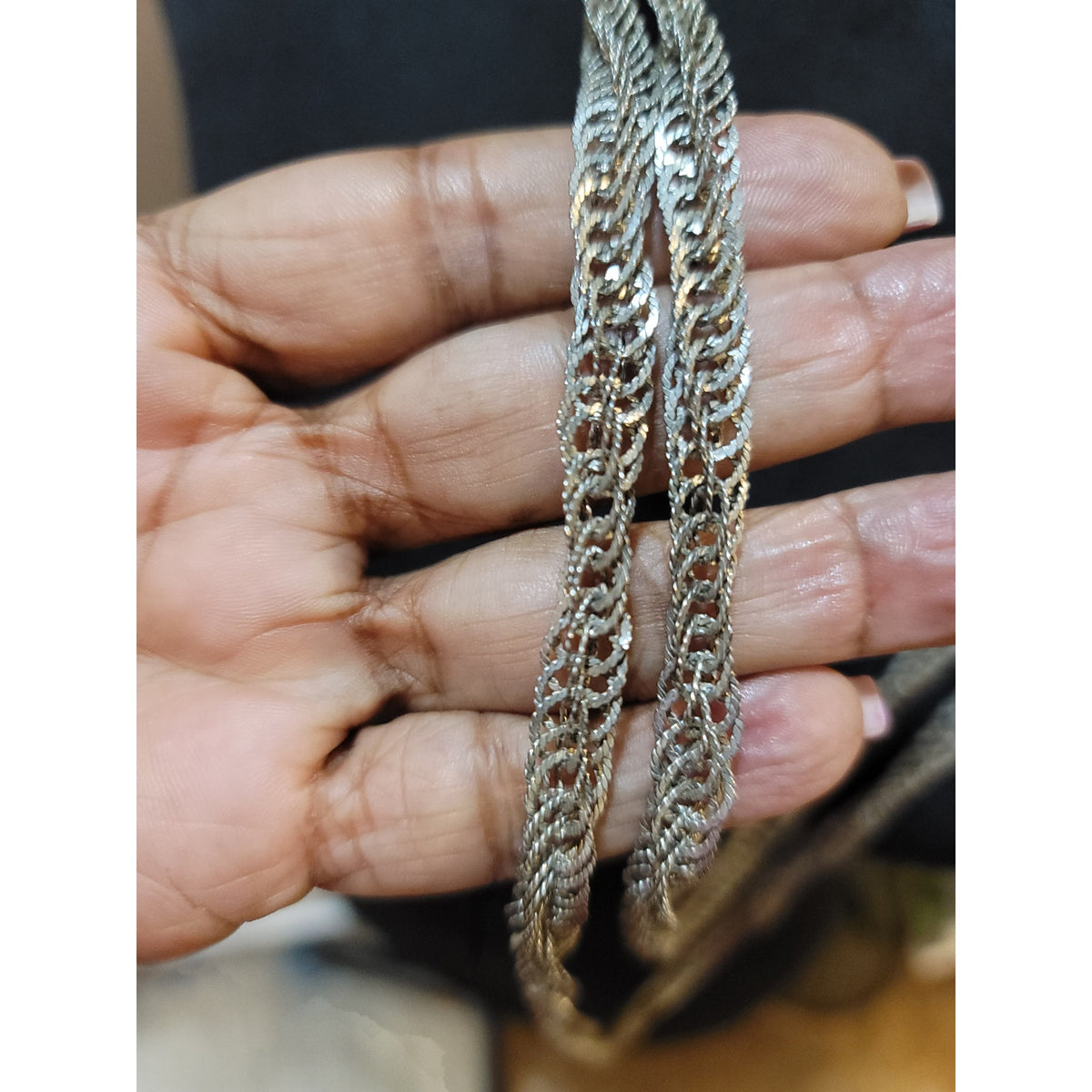 Women's Elegant Long Layered Silver Plated Textured Chain Necklaces Jewelry