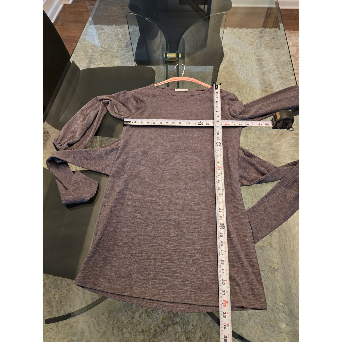 R Vivimos Knit Dress Women's Size Large Gray Solid Long Sleeves Crew Neck