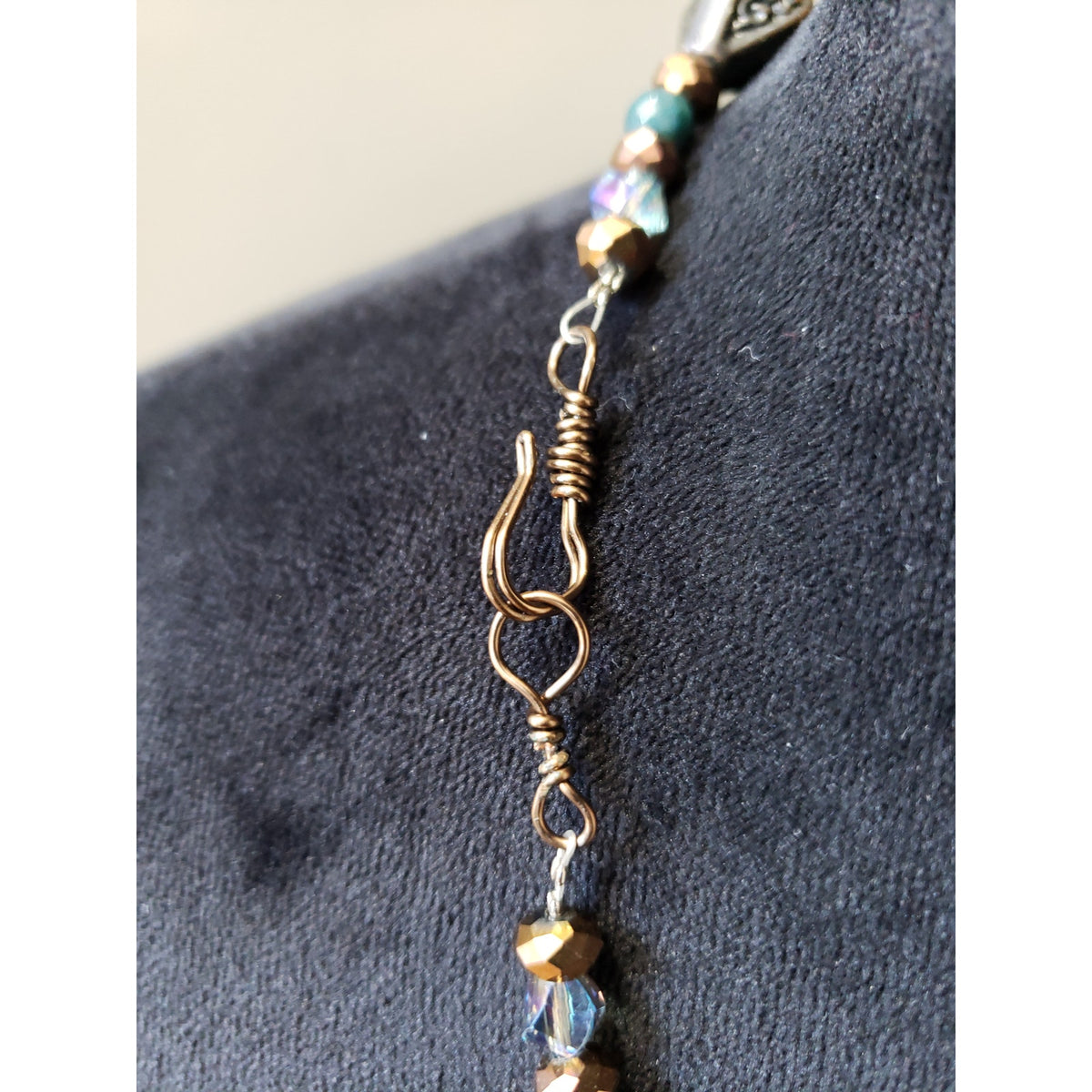 Women's Boho Beaded Pendant Necklace Teardrop Stone Hook Clasp Tribal Style