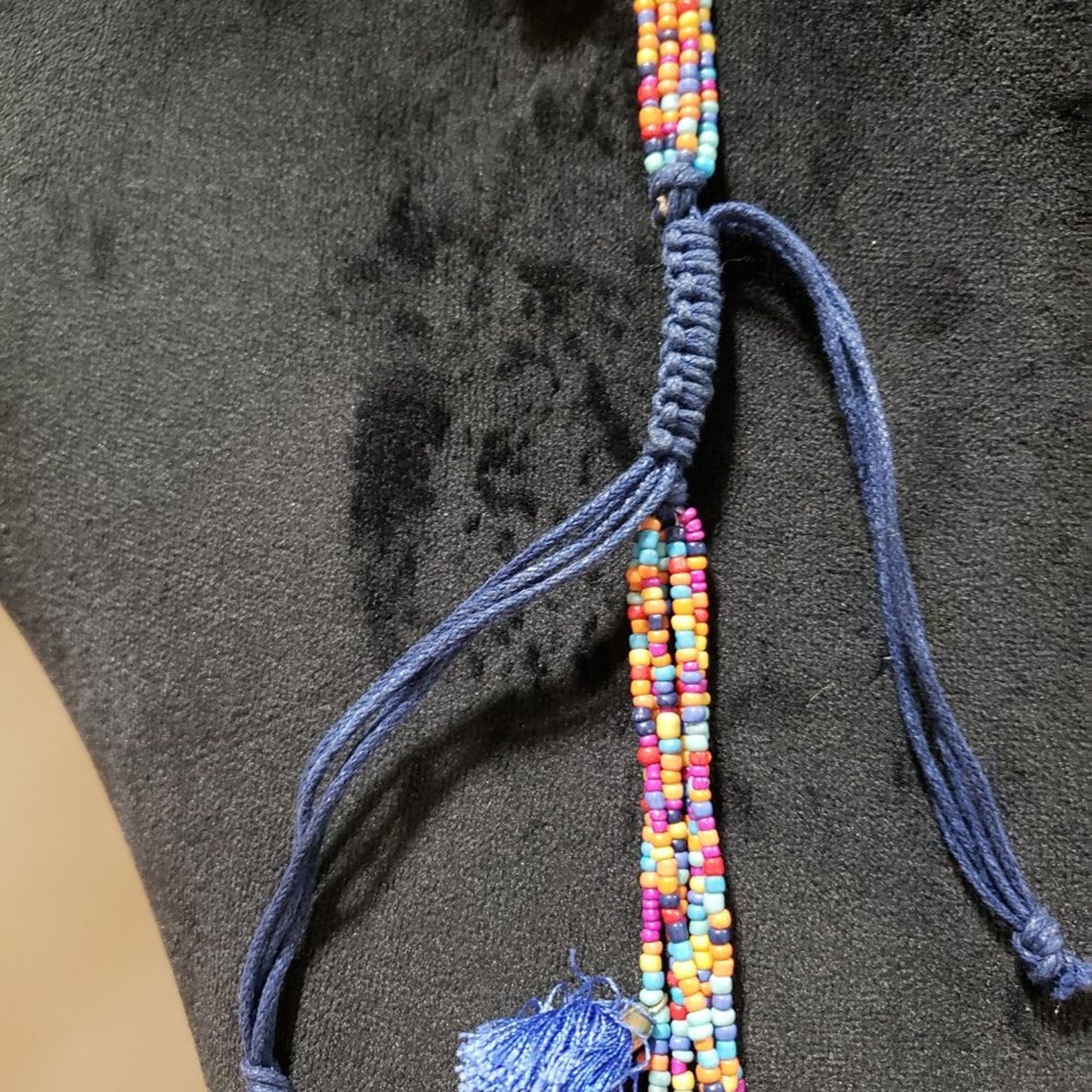 Womens Fashion Multicolor Woven Seed Bead 6 Strand Pendant Tassel Long Necklace