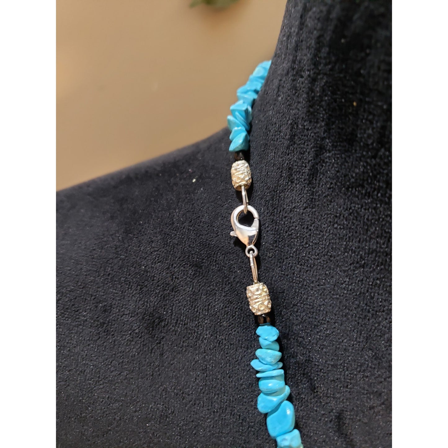 Womens Turquoise Stone Beads Filigree Lariat Pendant Necklace Jewelry w/ Lobster