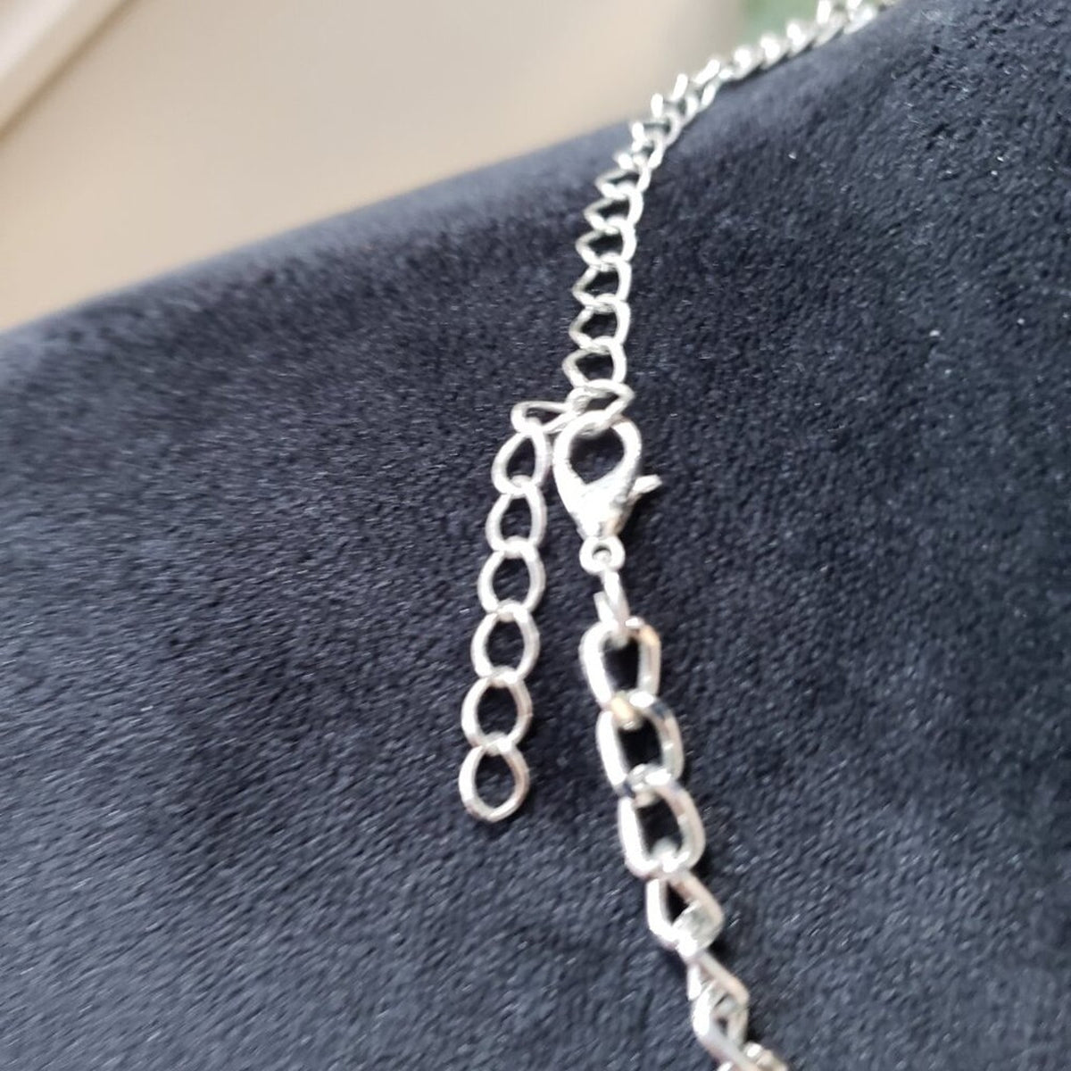 Womens Blue Beaded Silver Tone Chain Necklace Jewelry with Lobster Clasp