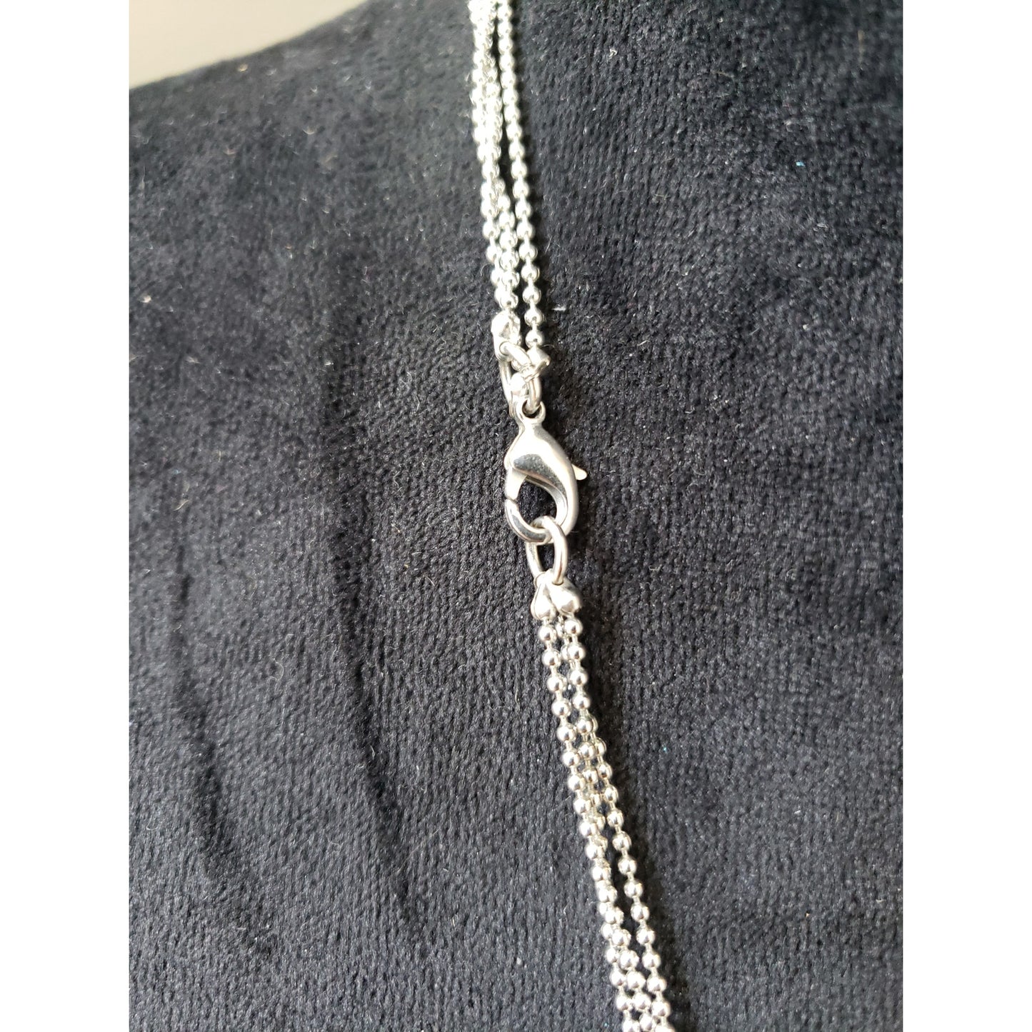 Women Silver Layered Necklace Clear Crystal Beaded Multi Strand Lobster Clasp