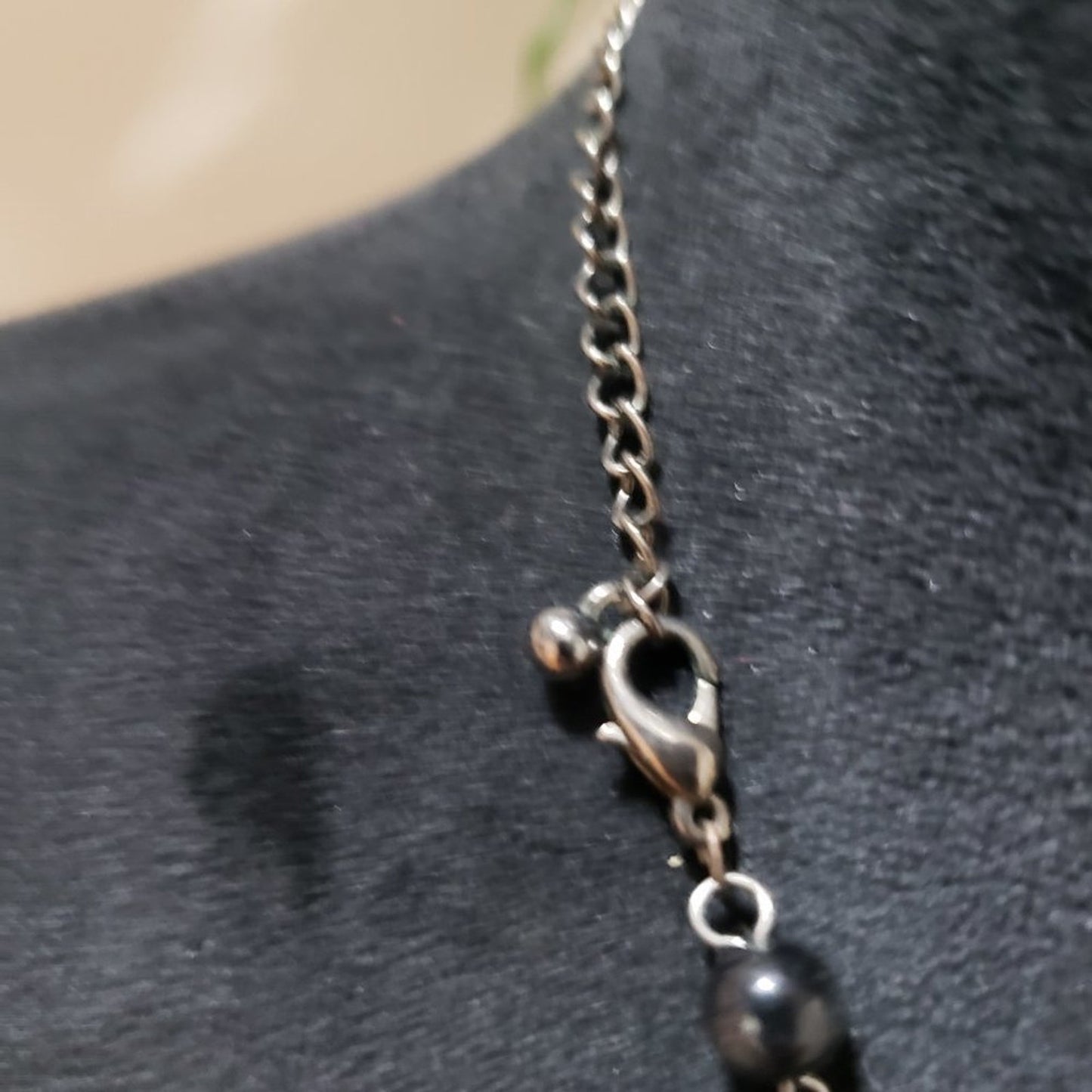 Women Fashion Black Rhinestone Beaded Silver Charm Collar Necklace w/ Lobster