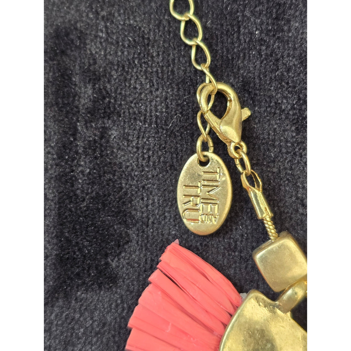 Coral Fringe Gold Disc Statement Necklace